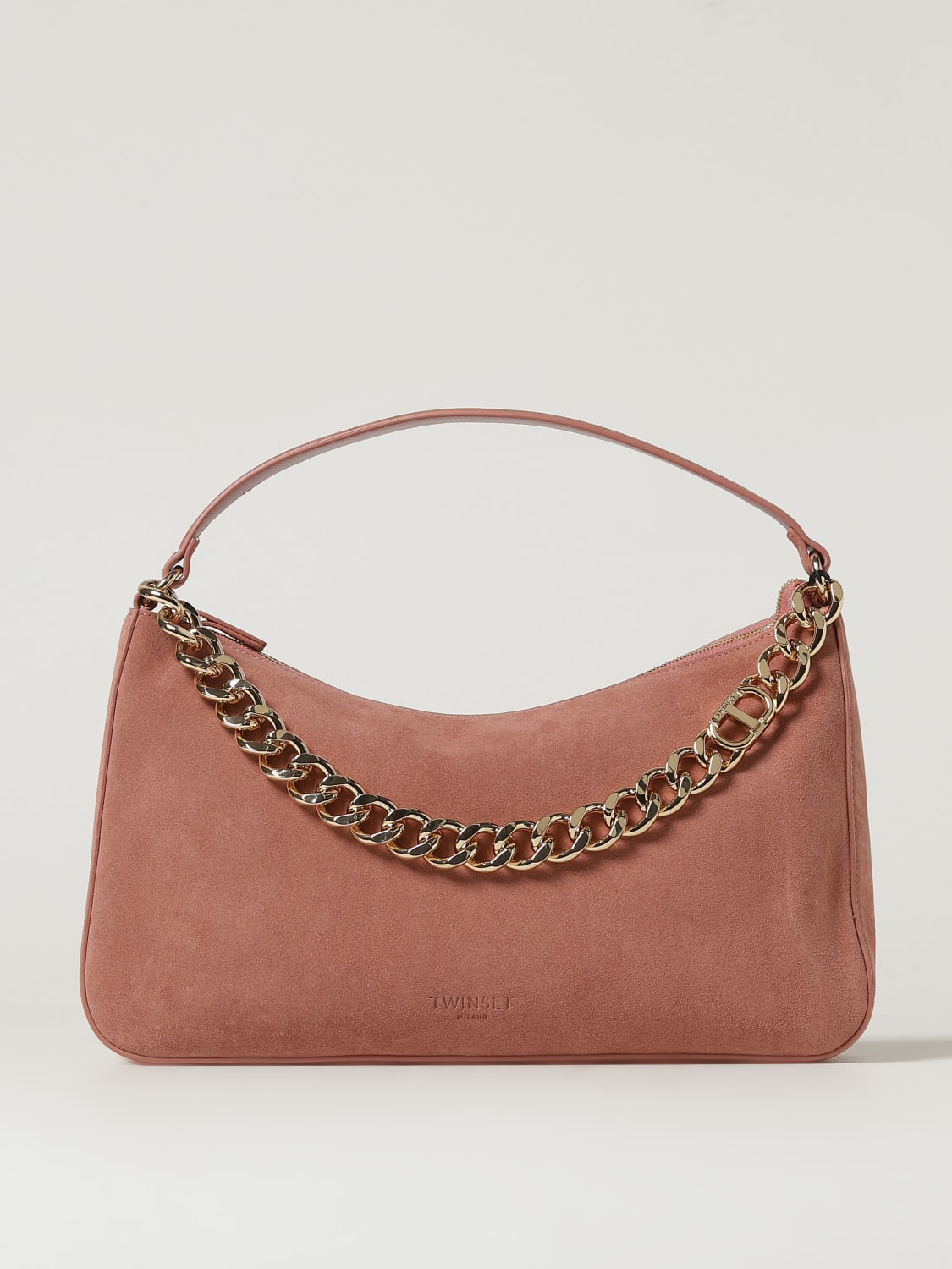 TWINSET BORSA A MANO: Borsa a mano Liliane in pelle scamosciata Twinset, Rosa - Img 1