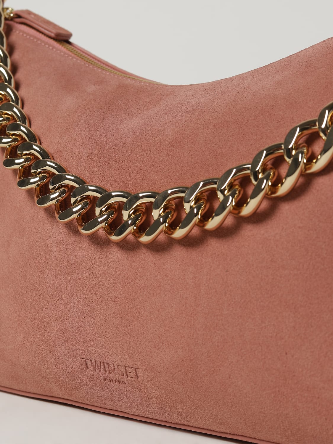 TWINSET BORSA A MANO: Borsa a mano Liliane in pelle scamosciata Twinset, Rosa - Img 3