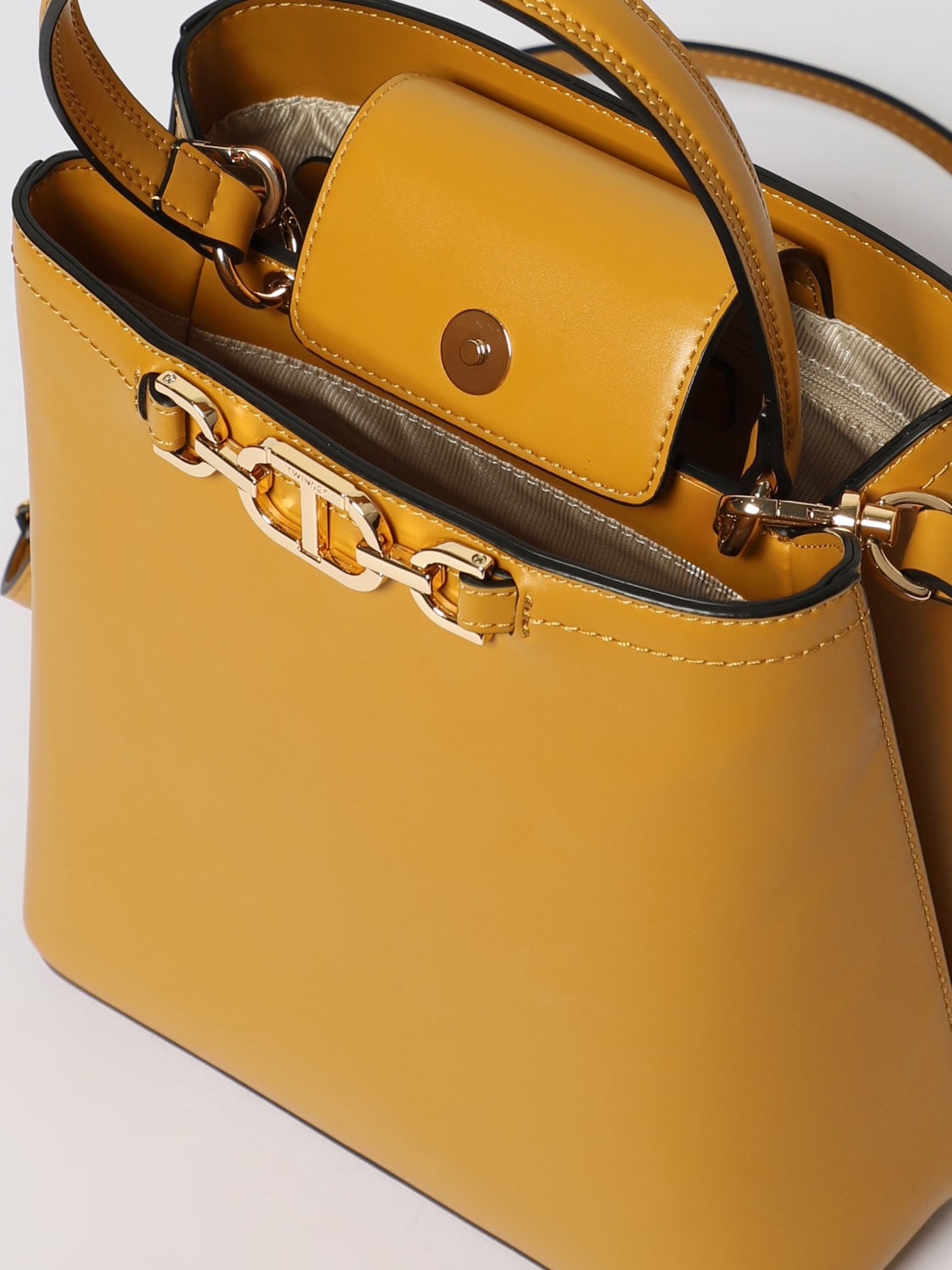 TWINSET BORSA A MANO: Borsa 'First Class' piccola con morsetto Oval T Twinset, Senape - Img 3