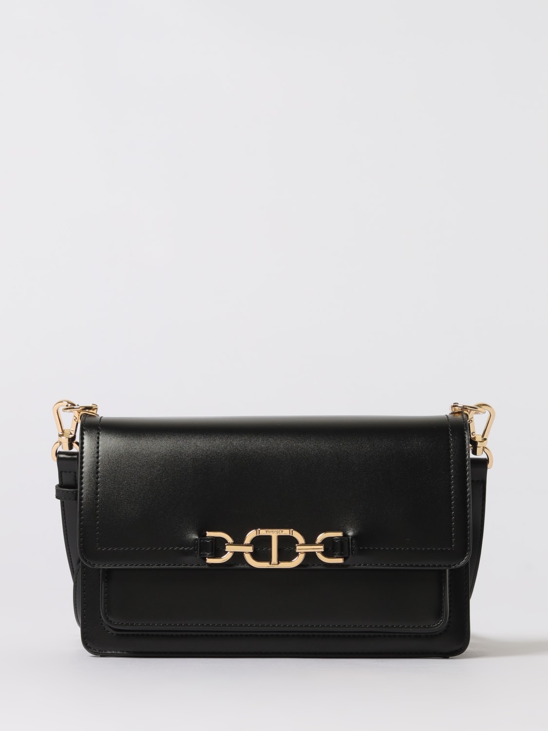 TWINSET BORSA A TRACOLLA: Borsa Twinset in pelle sintetica con logo , Nero - Img 1