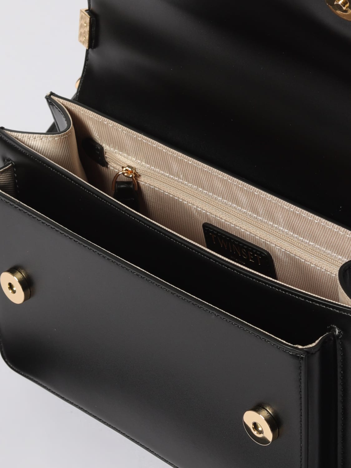 TWINSET BORSA A TRACOLLA: Borsa Twinset in pelle sintetica con logo , Nero - Img 3