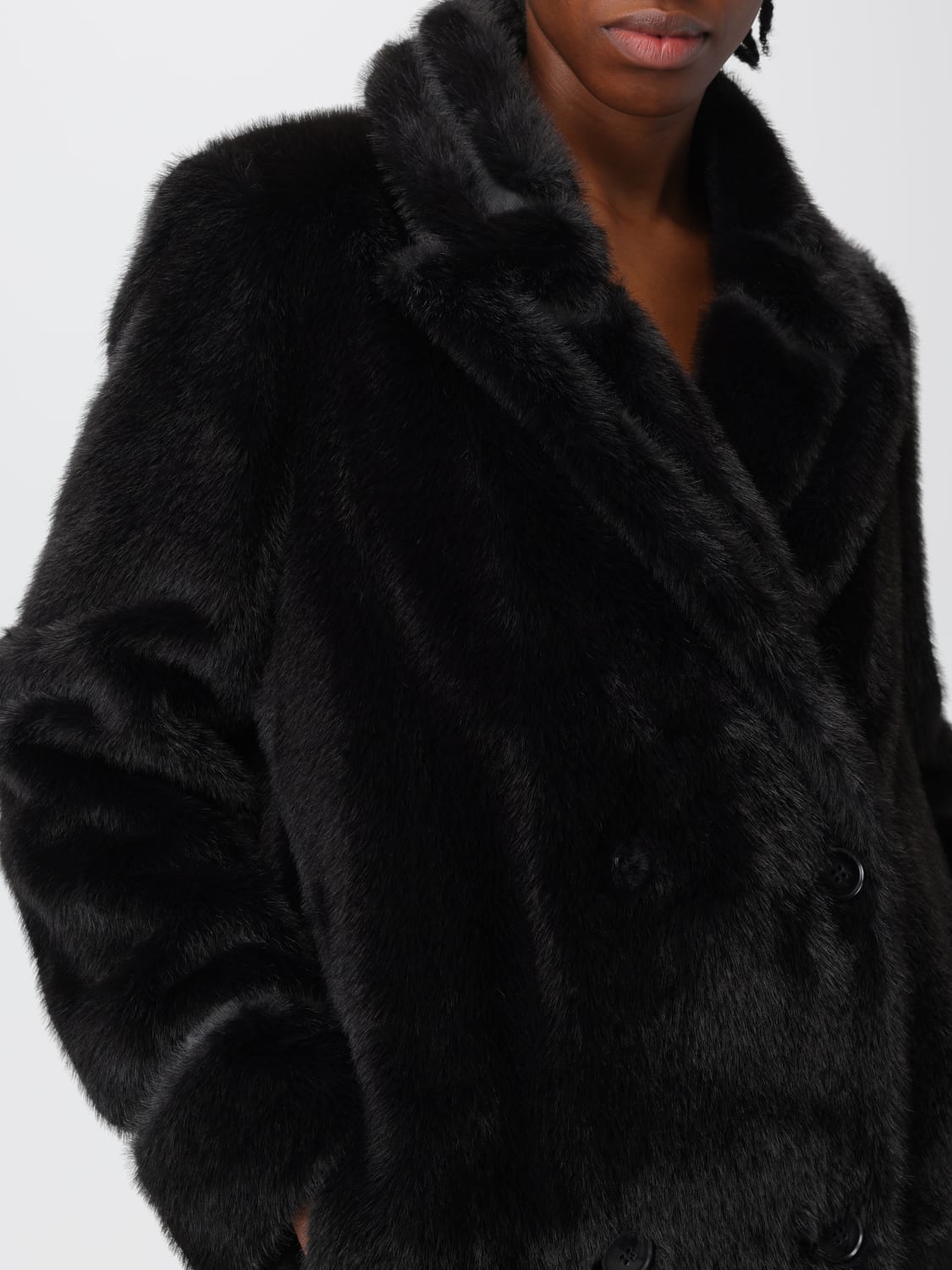 TWINSET ABRIGO DE PIEL: Abrigo mujer Twinset, Negro - Img 4