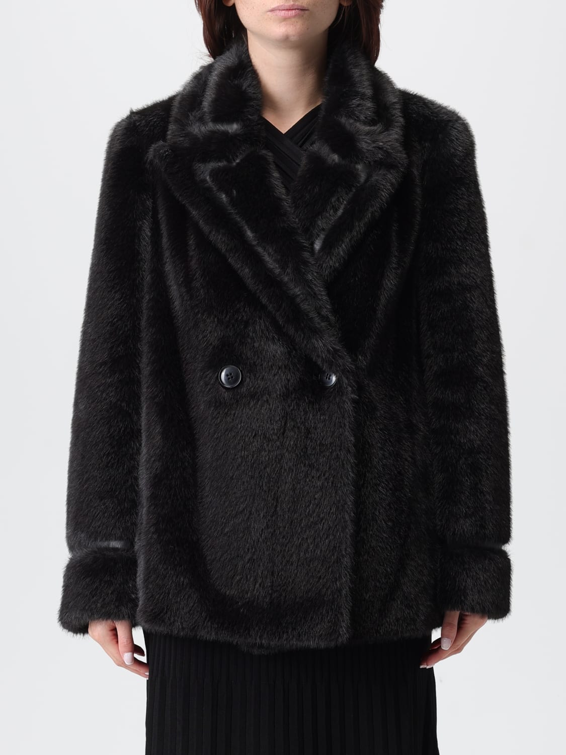 TWINSET FUR COAT: Jacket woman Twinset, Black - Img 1