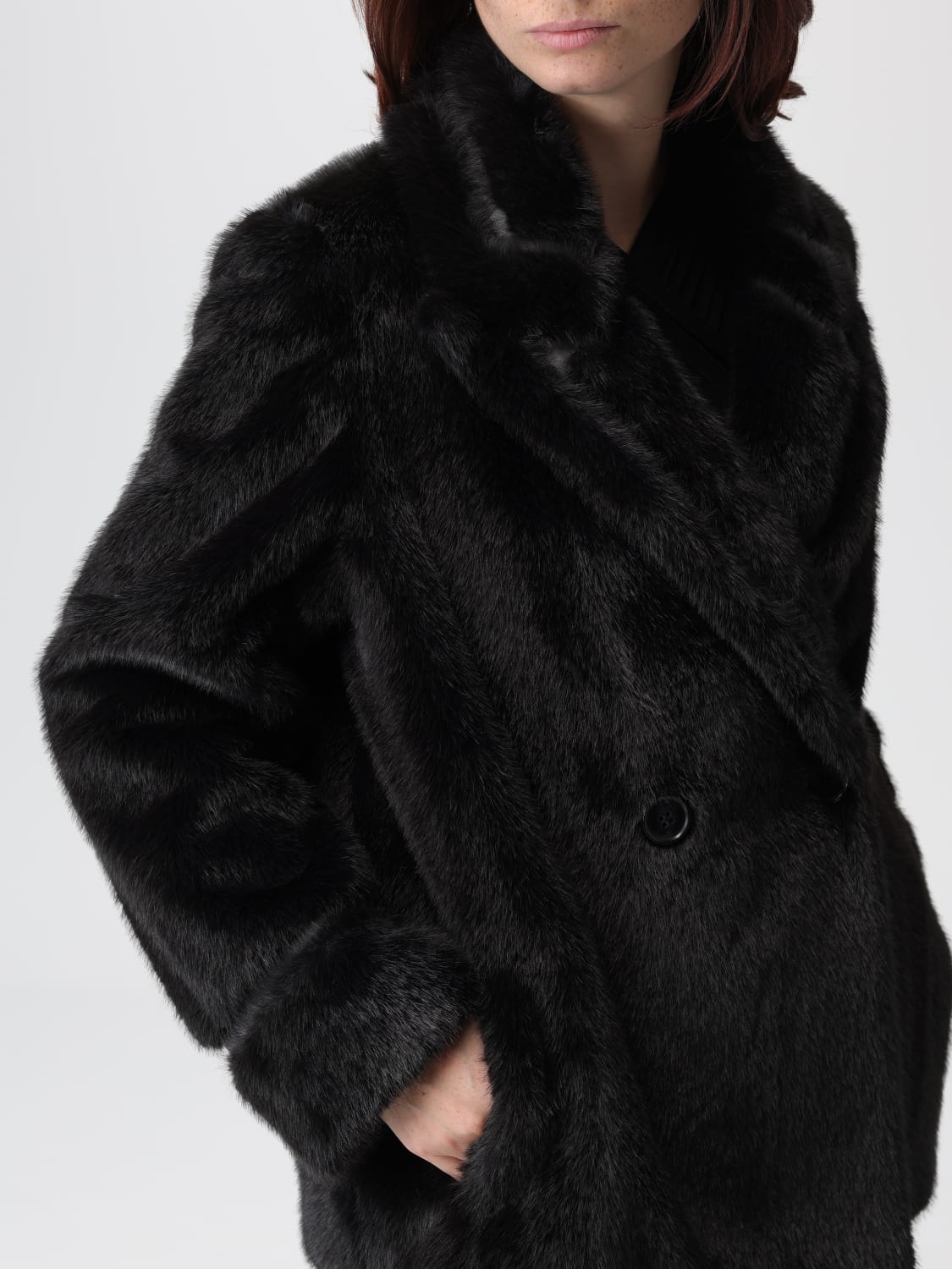 TWINSET FUR COAT: Jacket woman Twinset, Black - Img 4