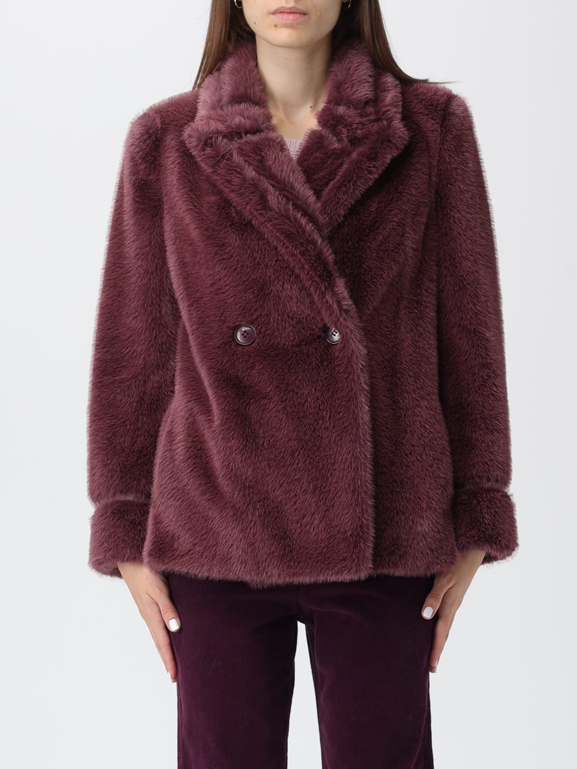 TWINSET FUR COAT: Jacket woman Twinset, Violet - Img 1
