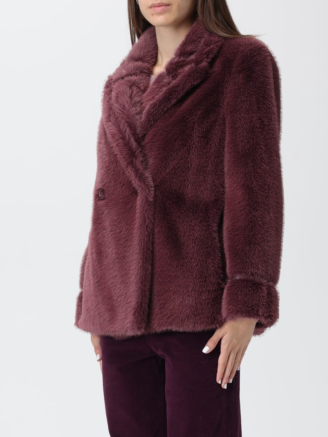 TWINSET FUR COAT: Jacket woman Twinset, Violet - Img 3