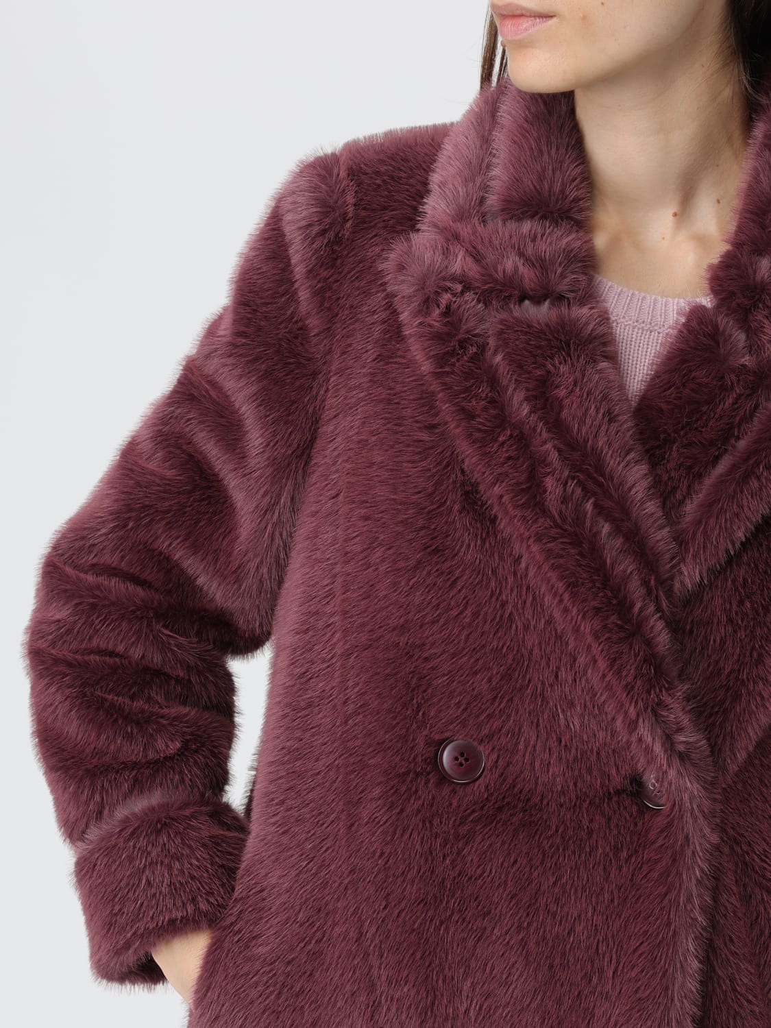 TWINSET FUR COAT: Jacket woman Twinset, Violet - Img 4