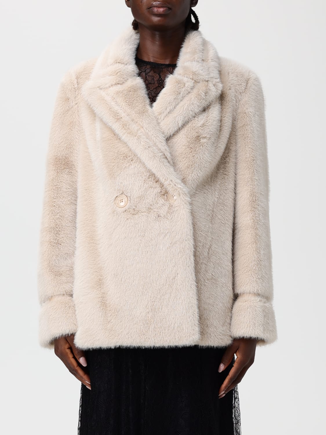 TWINSET FUR COAT: Jacket woman Twinset, Natural - Img 1