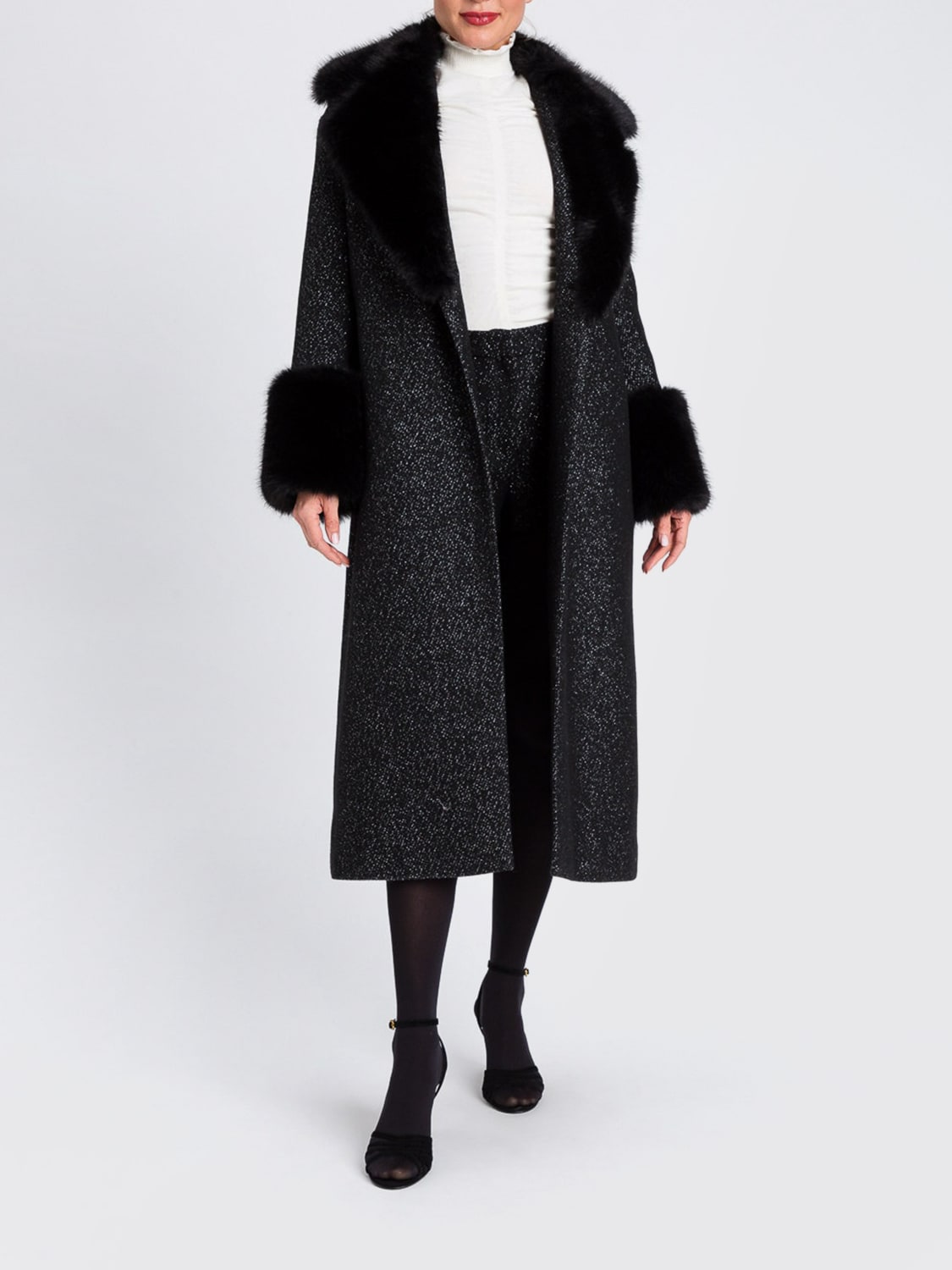 TWINSET FUR COAT: Coat woman Twinset, Black - Img 2