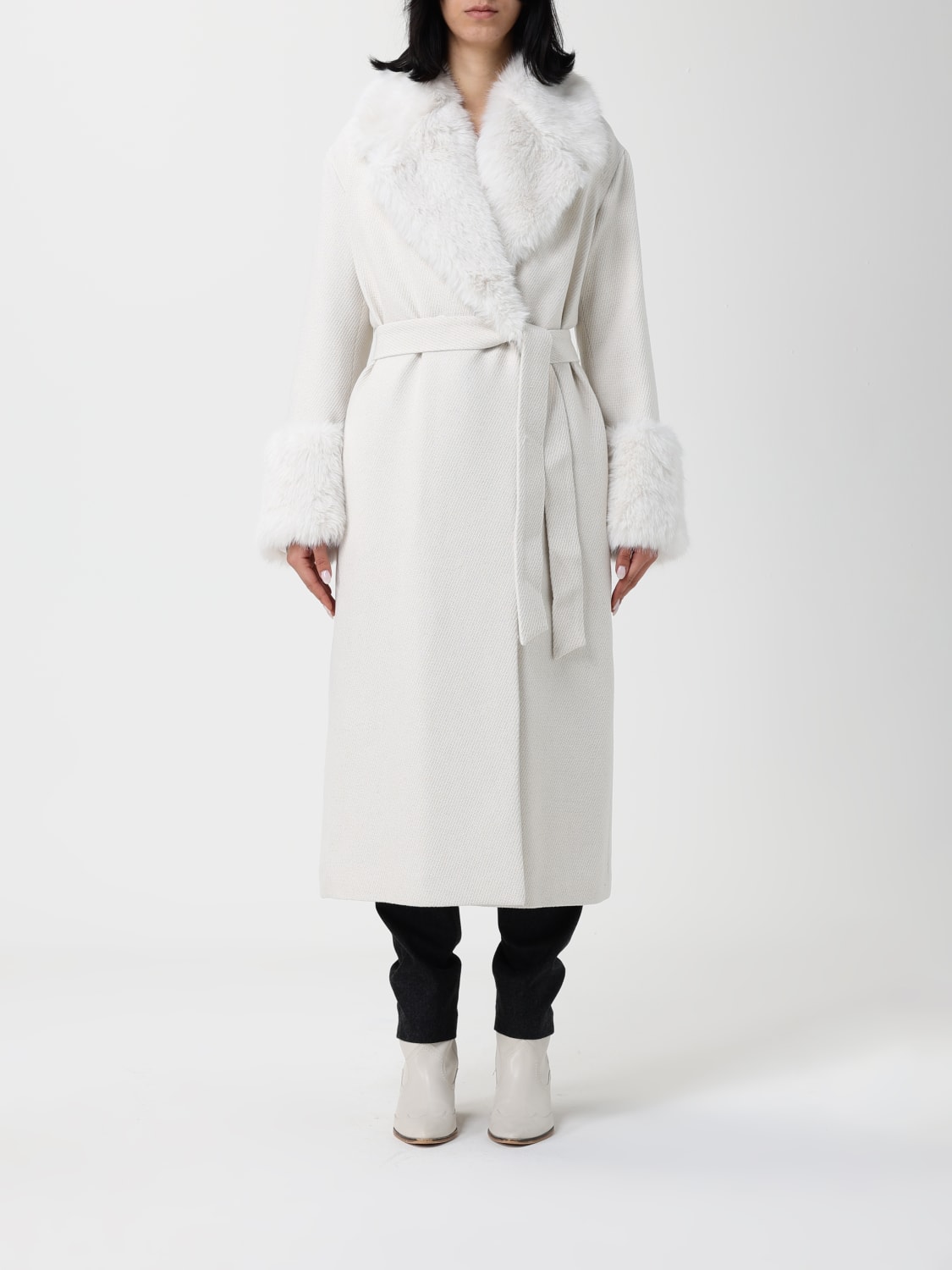 TWINSET FUR COAT: Coat woman Twinset, Pearl - Img 1