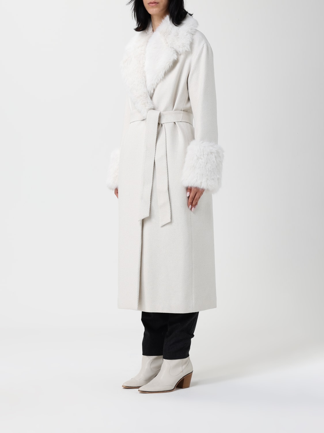 TWINSET FUR COAT: Coat woman Twinset, Pearl - Img 3