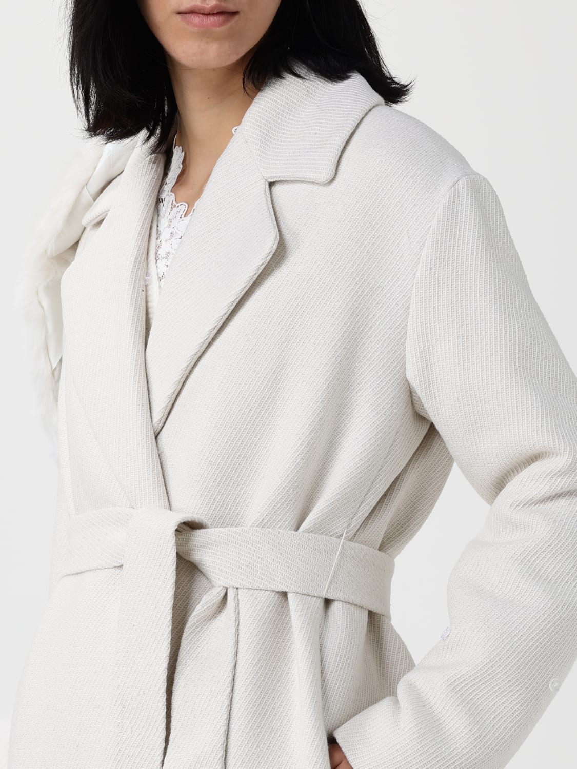 TWINSET FUR COAT: Coat woman Twinset, Pearl - Img 4