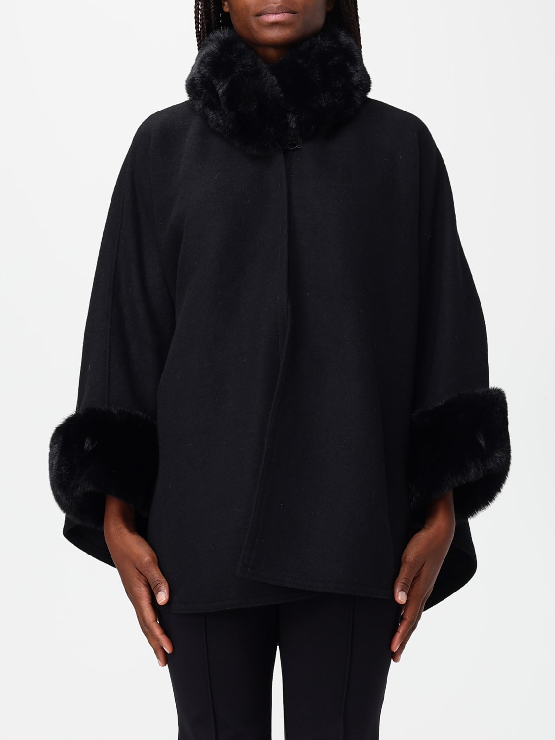TWINSET FUR COAT: Cape woman Twinset, Black - Img 1