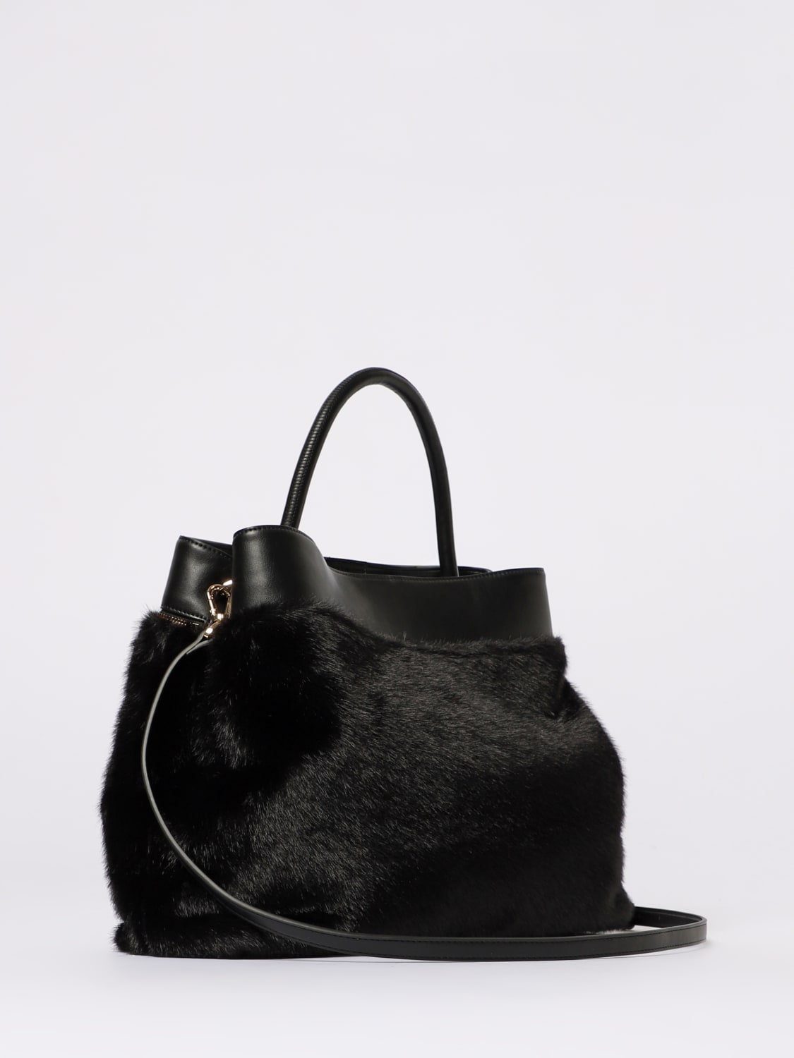 TWINSET BORSA A MANO: Borsa Twinset in ecopelliccia e pelle sintetica , Nero - Img 2