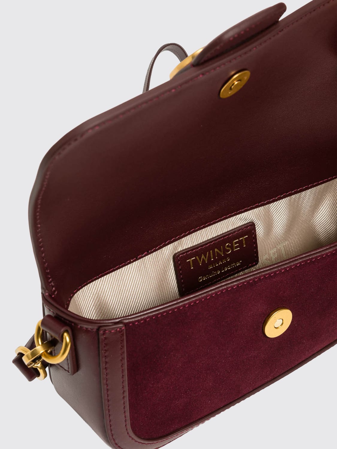 TWINSET BORSA A TRACOLLA: Borsa a tracolla in suede Twinset, Viola - Img 3