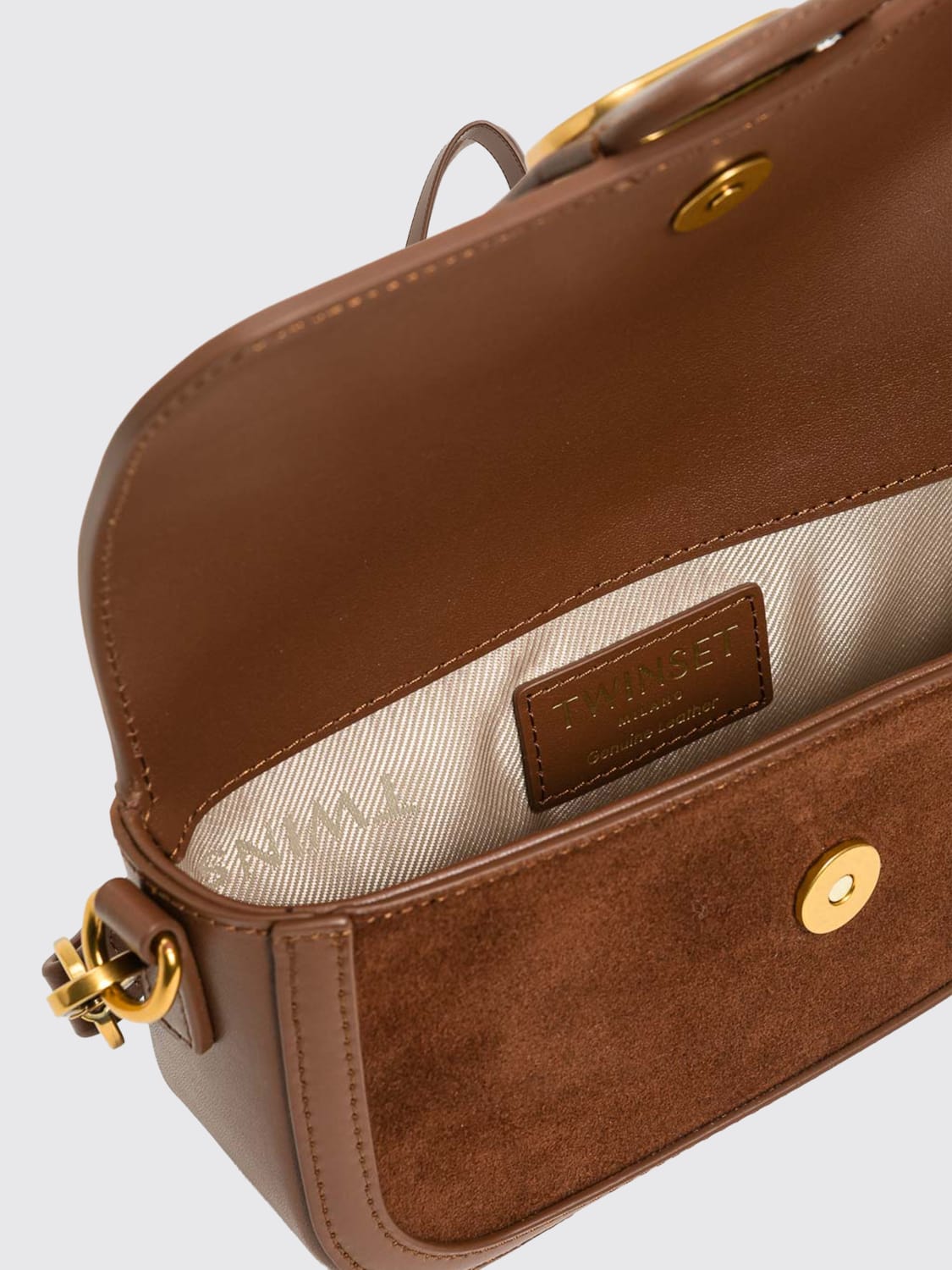 TWINSET BORSA A TRACOLLA: Borsa a tracolla in suede Twinset, Marrone - Img 3