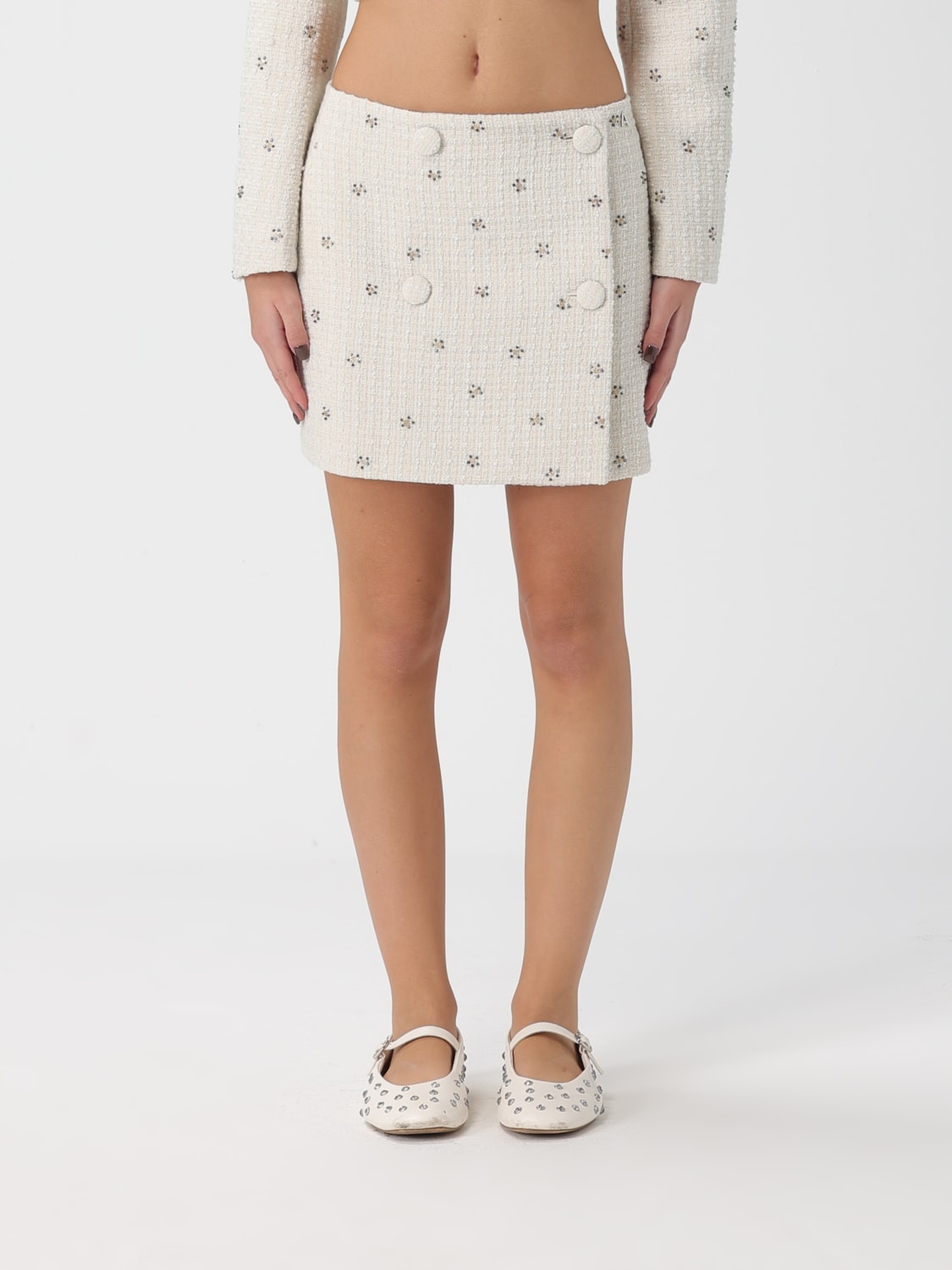 TWINSET ACTITUDE GONNA: Gonna mini Twinset Actitude in misto cotone a fiori , Ghiaccio - Img 1