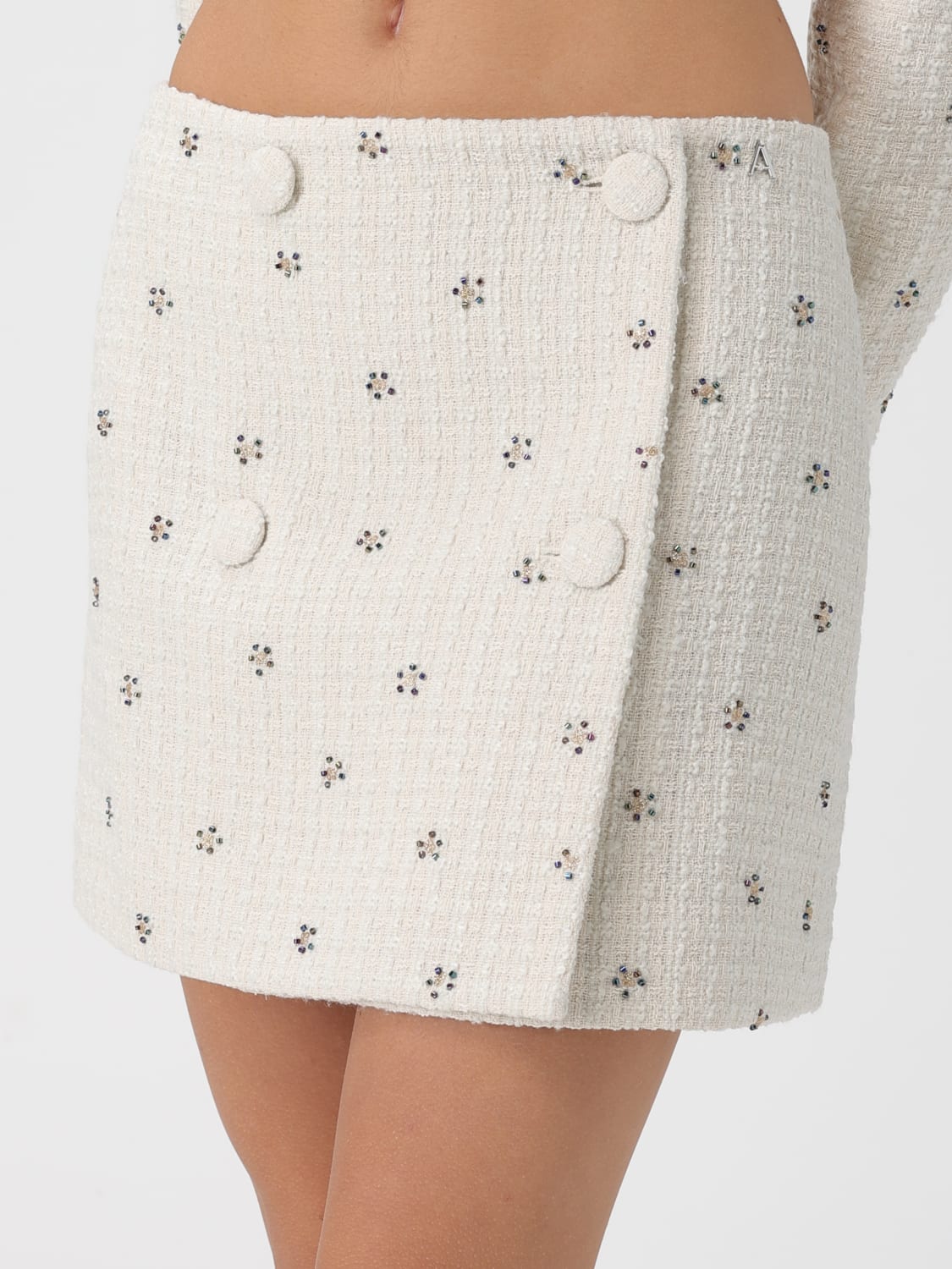 TWINSET ACTITUDE GONNA: Gonna mini Twinset Actitude in misto cotone a fiori , Ghiaccio - Img 4