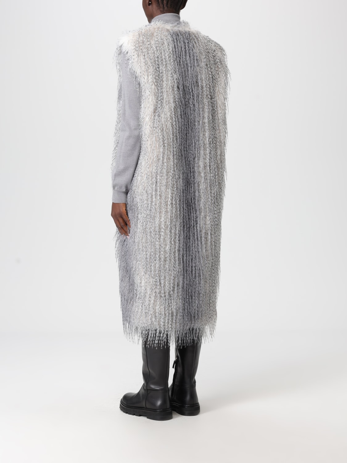 TWINSET ACTITUDE FUR COAT: Coat woman Twinset Actitude, Pearl - Img 2