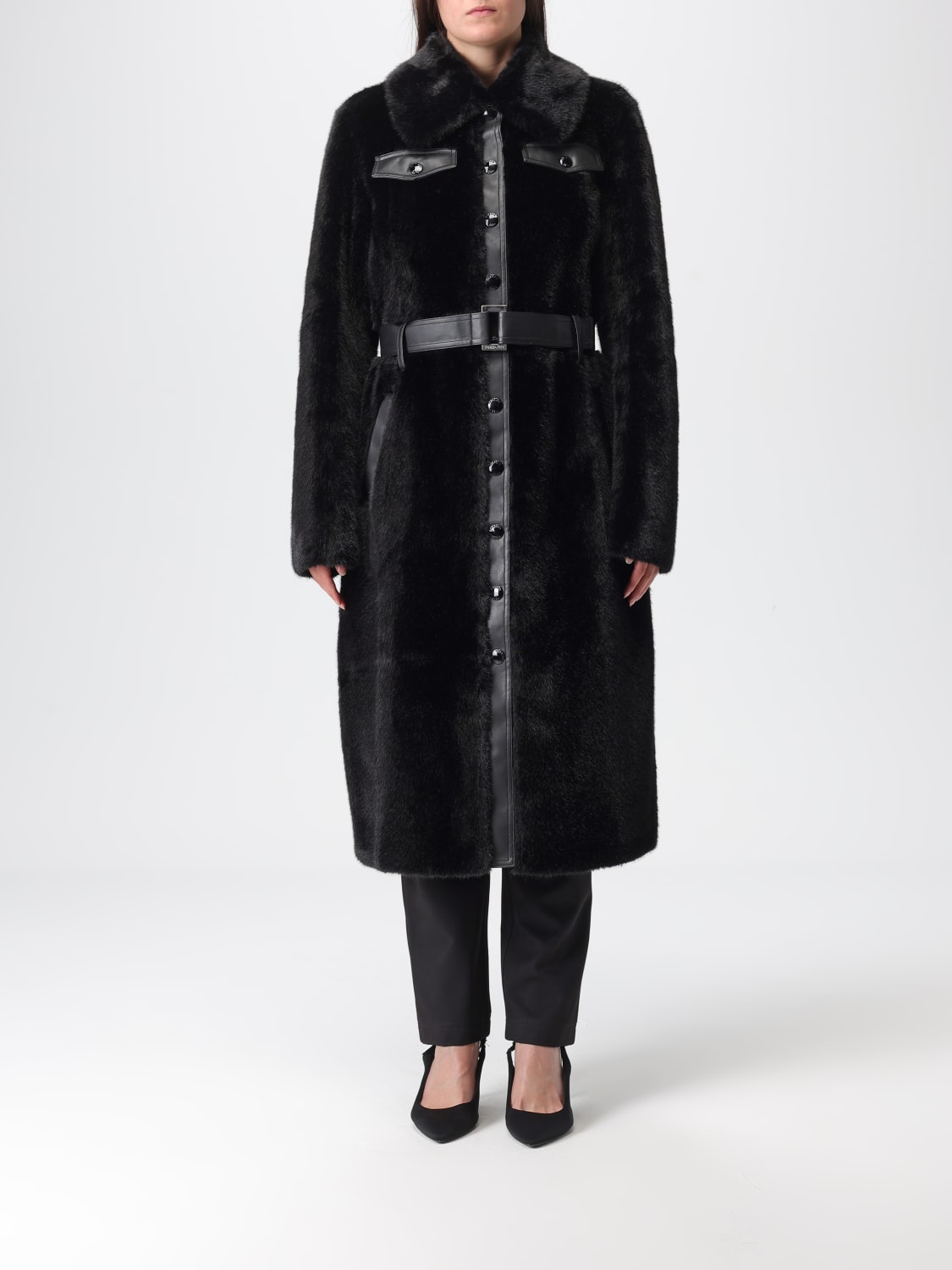 PATRIZIA PEPE FUR COAT: Coat woman Patrizia Pepe, Black - Img 1
