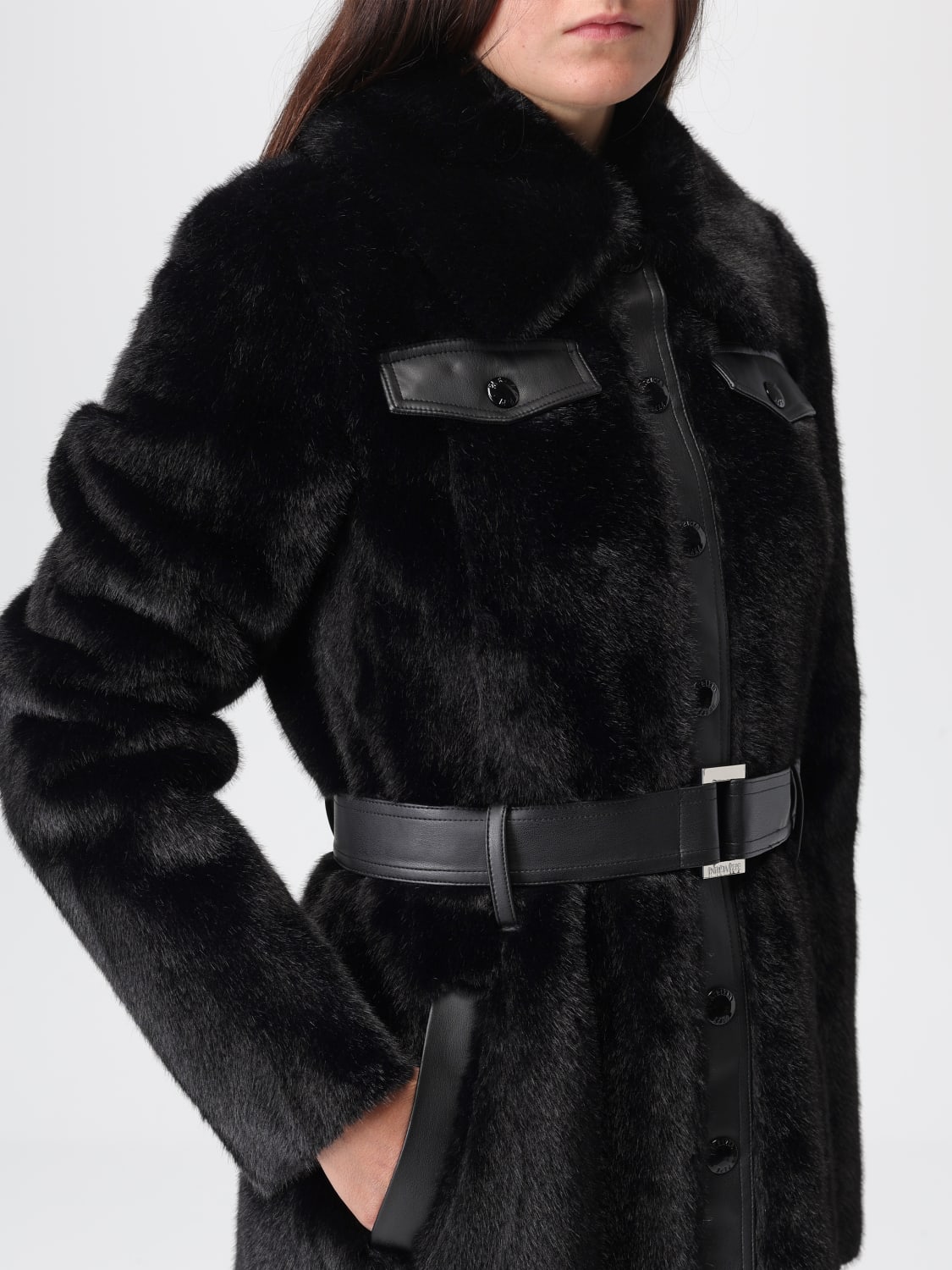 PATRIZIA PEPE FUR COAT: Coat woman Patrizia Pepe, Black - Img 4