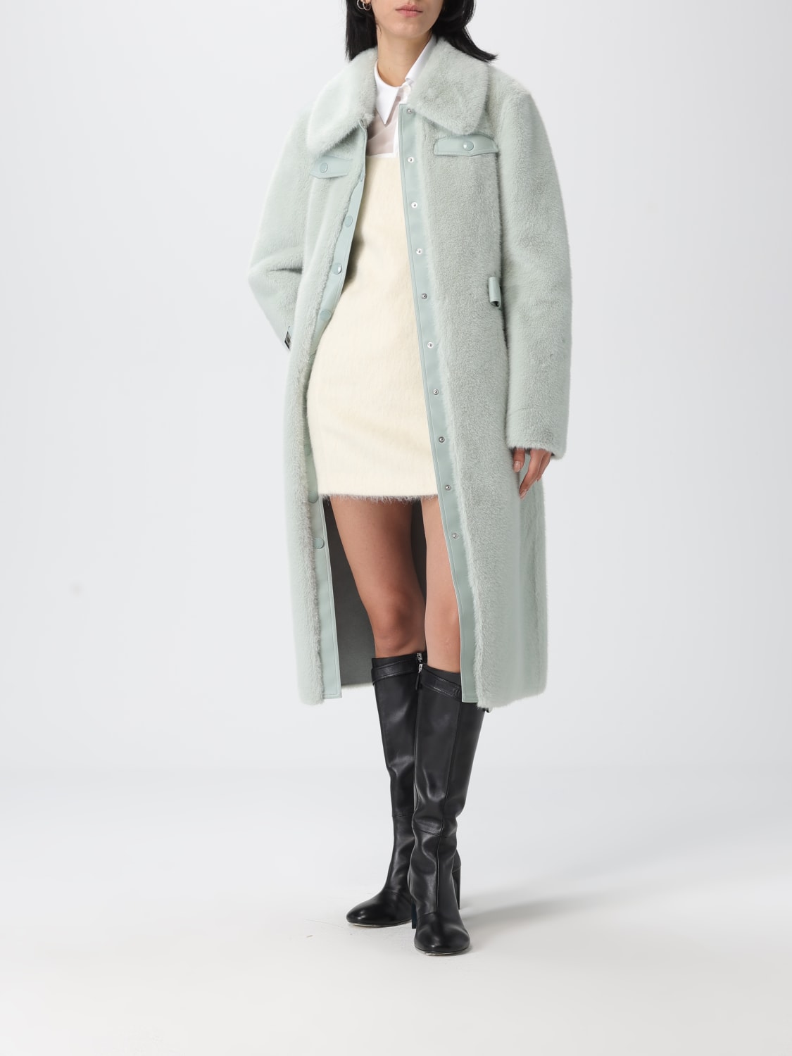 PATRIZIA PEPE 皮草: 大衣 女士 Patrizia Pepe, 薄荷绿 - Img 2