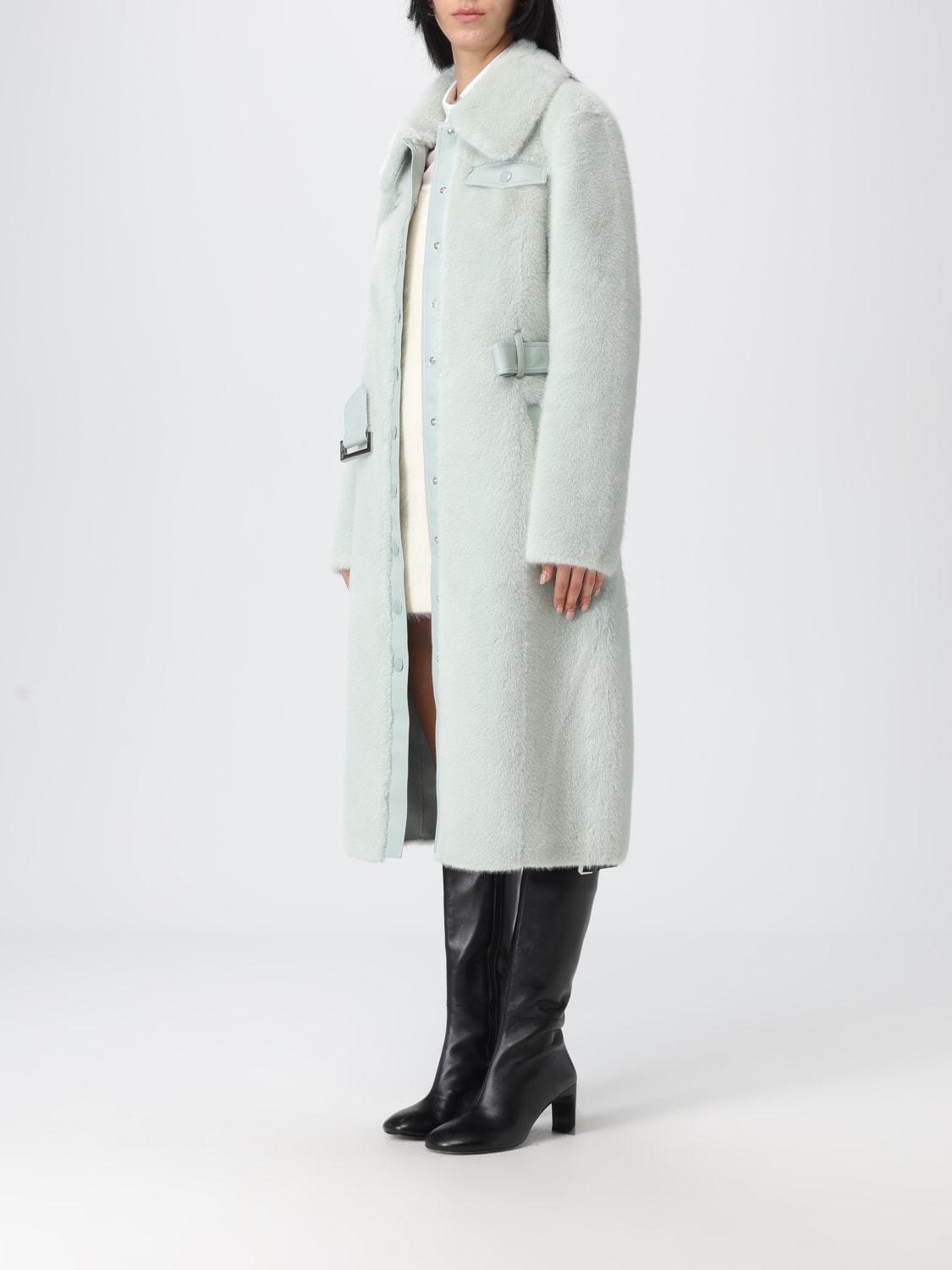 PATRIZIA PEPE 皮草: 大衣 女士 Patrizia Pepe, 薄荷绿 - Img 4