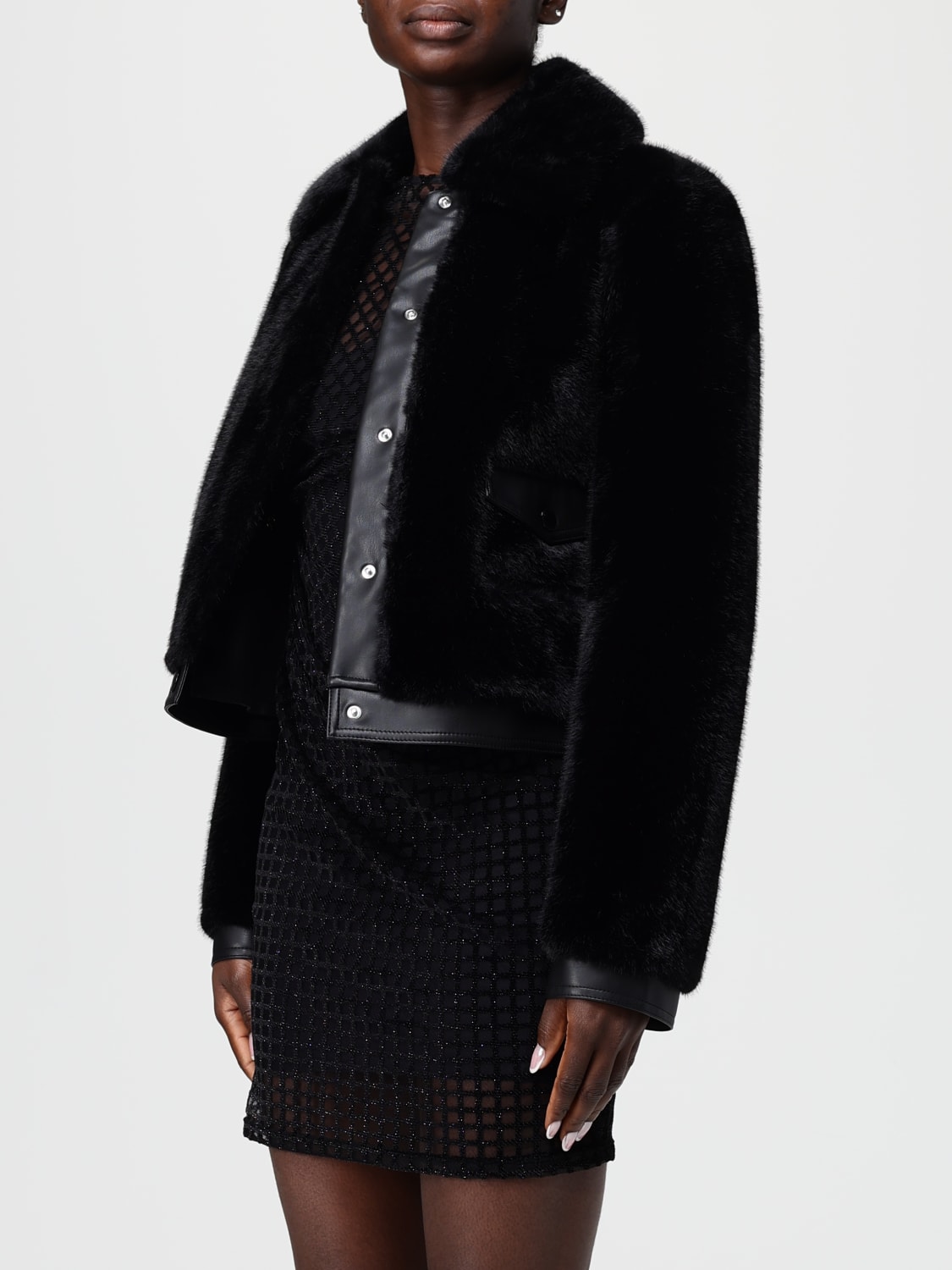 PATRIZIA PEPE PELLICCIA: Giacca Patrizia Pepe in pelliccia sintetica , Nero - Img 3