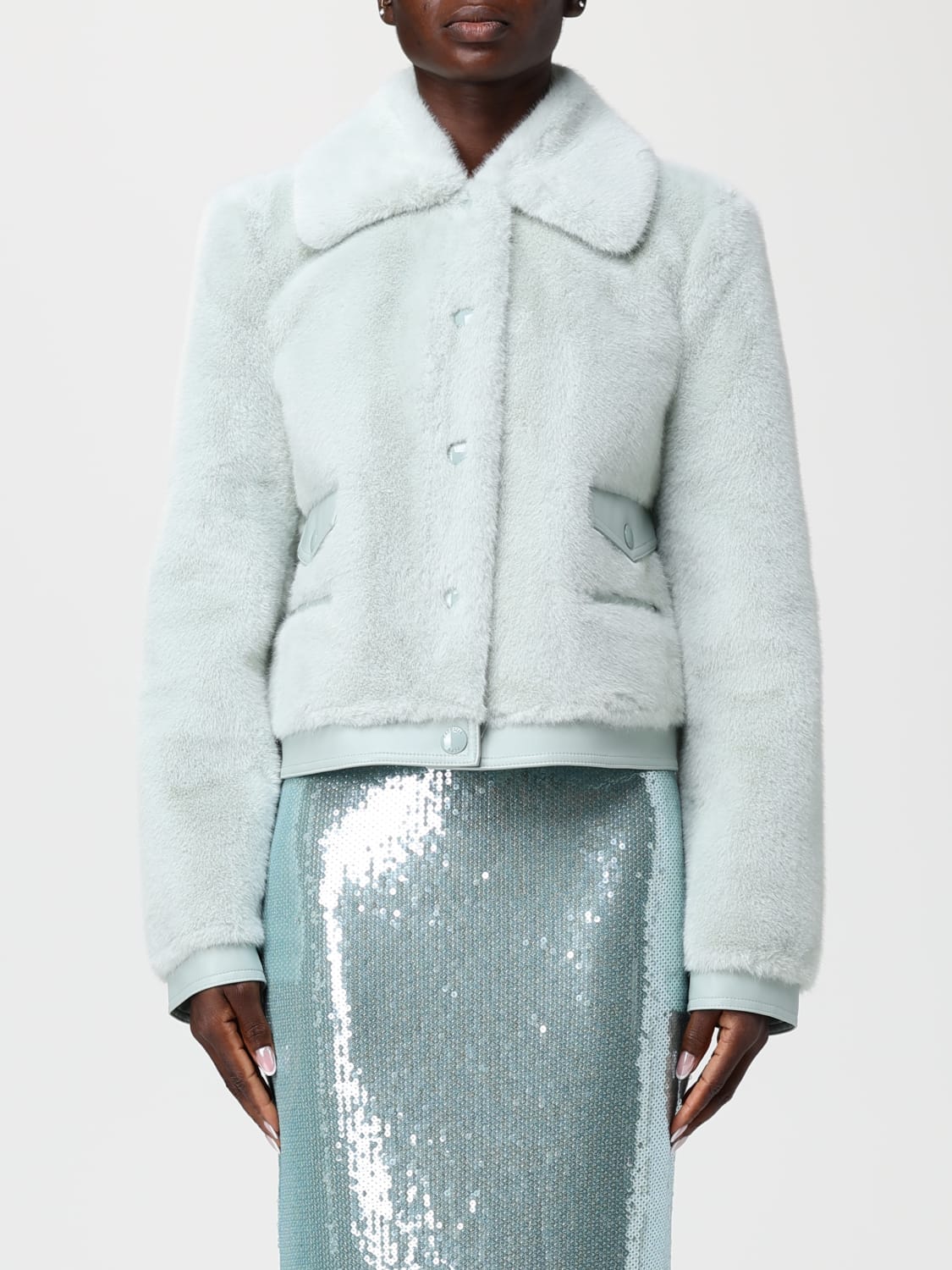 PATRIZIA PEPE PELLICCIA: Giacca Patrizia Pepe in pelliccia sintetica , Menta - Img 1