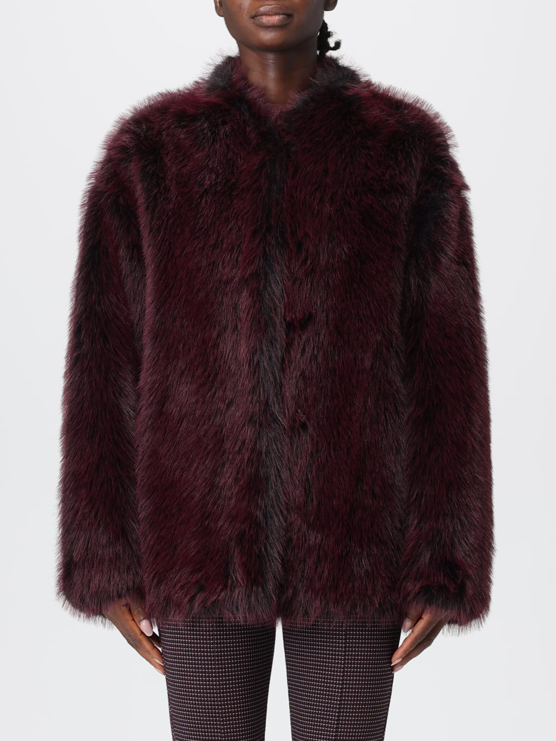 PATRIZIA PEPE FUR COAT: Jacket woman Patrizia Pepe, Burgundy - Img 1