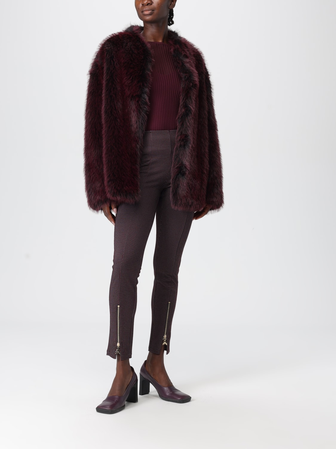 PATRIZIA PEPE FUR COAT: Jacket woman Patrizia Pepe, Burgundy - Img 2