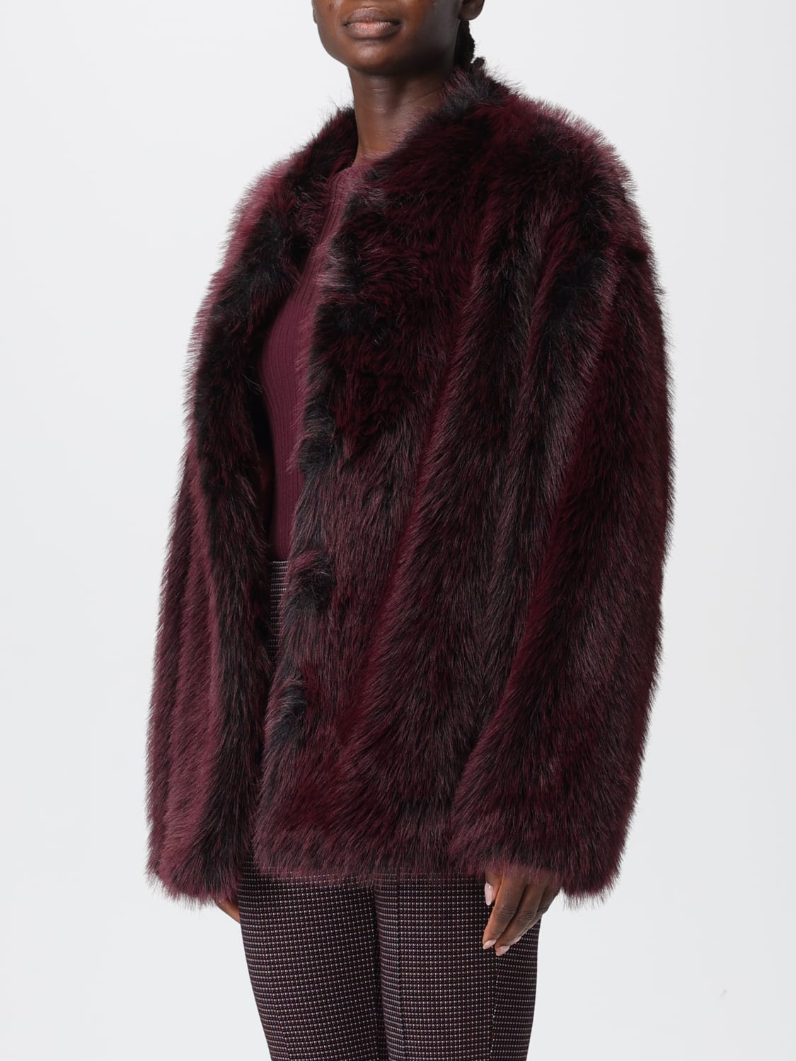 PATRIZIA PEPE FUR COAT: Jacket woman Patrizia Pepe, Burgundy - Img 4