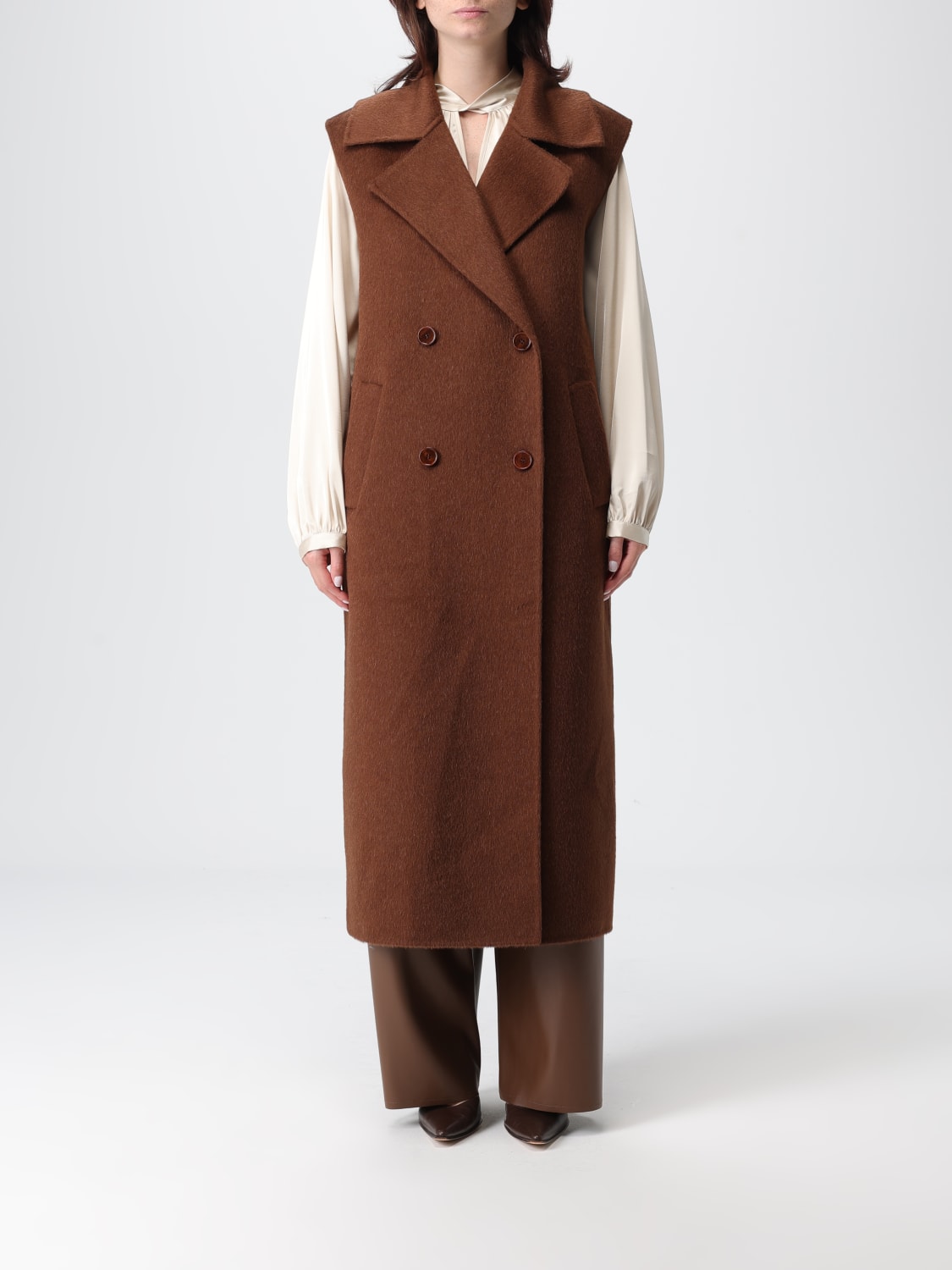 PATRIZIA PEPE COAT: Coat woman Patrizia Pepe, Brown - Img 1