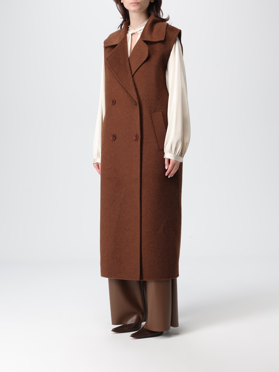 PATRIZIA PEPE COAT: Coat woman Patrizia Pepe, Brown - Img 3