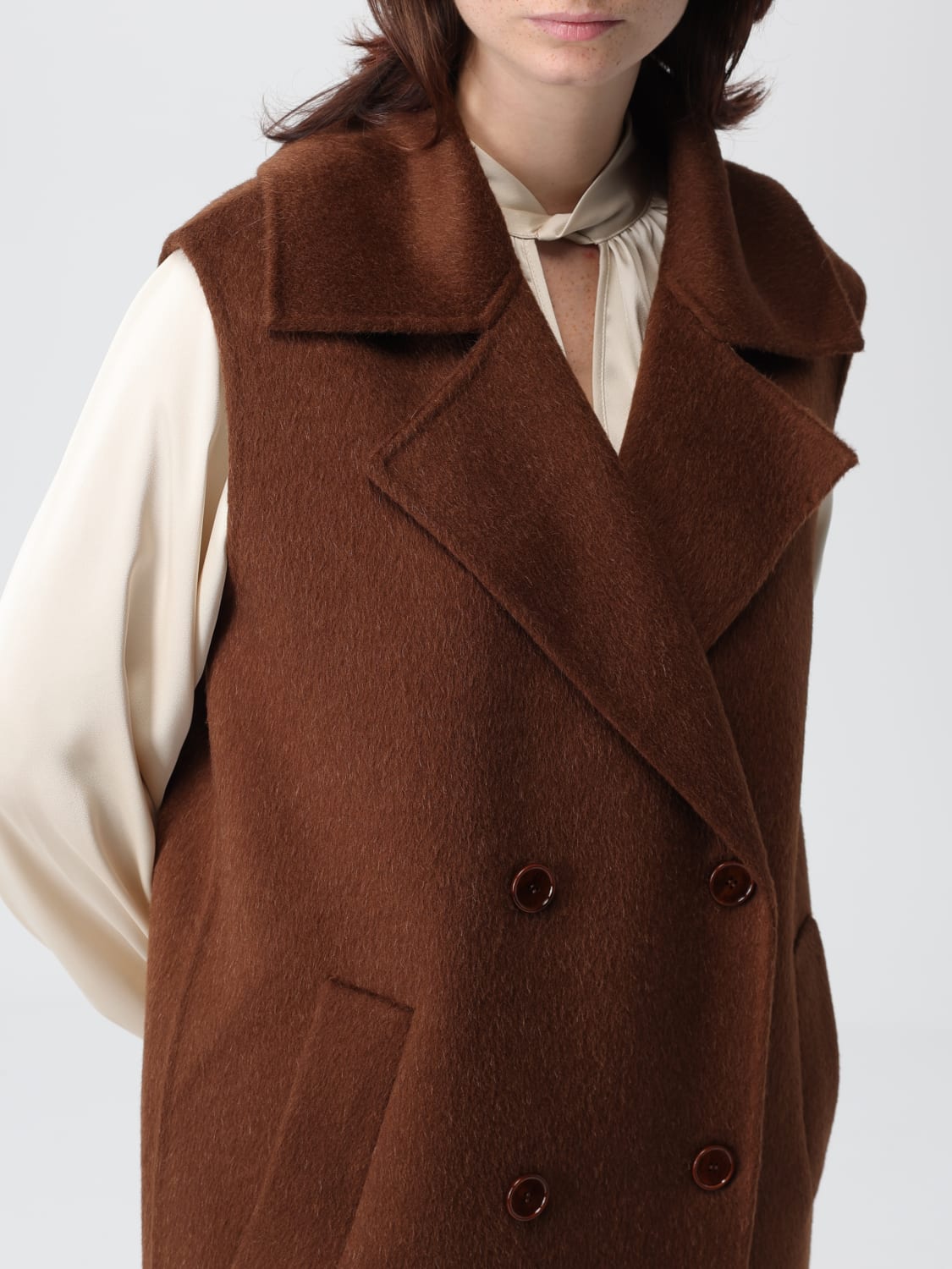 PATRIZIA PEPE COAT: Coat woman Patrizia Pepe, Brown - Img 4