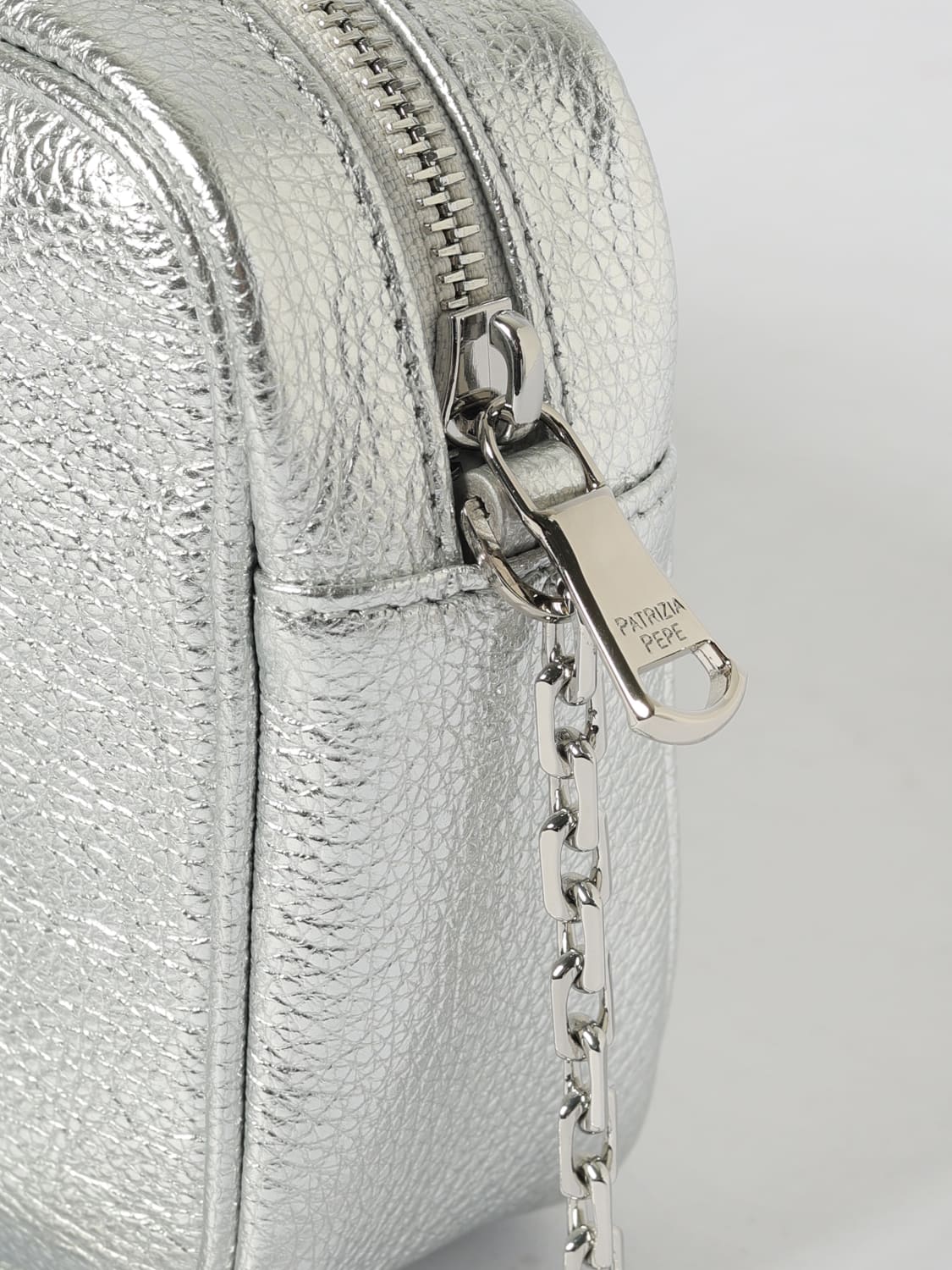 PATRIZIA PEPE UMHÄNGETASCHE: Schultertasche damen Patrizia Pepe, Silber - Img 3