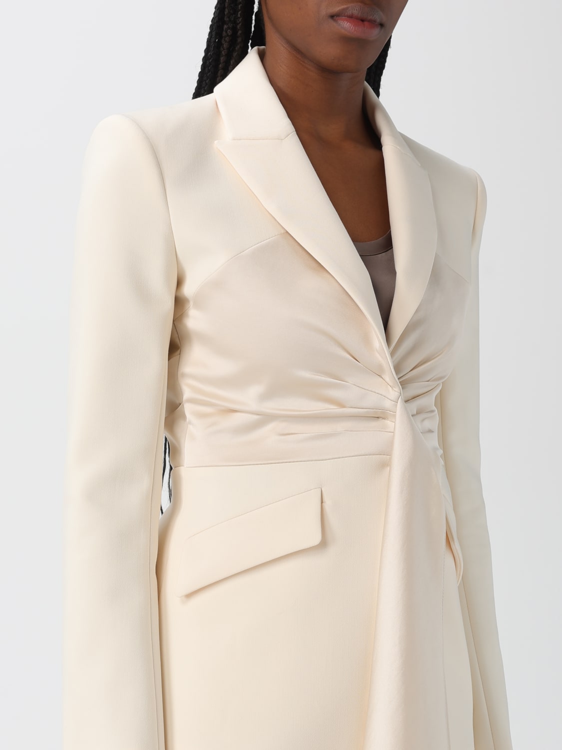 PATRIZIA PEPE GIACCA: Blazer Patrizia Pepe in crêpe con drappeggio, Naturale - Img 3
