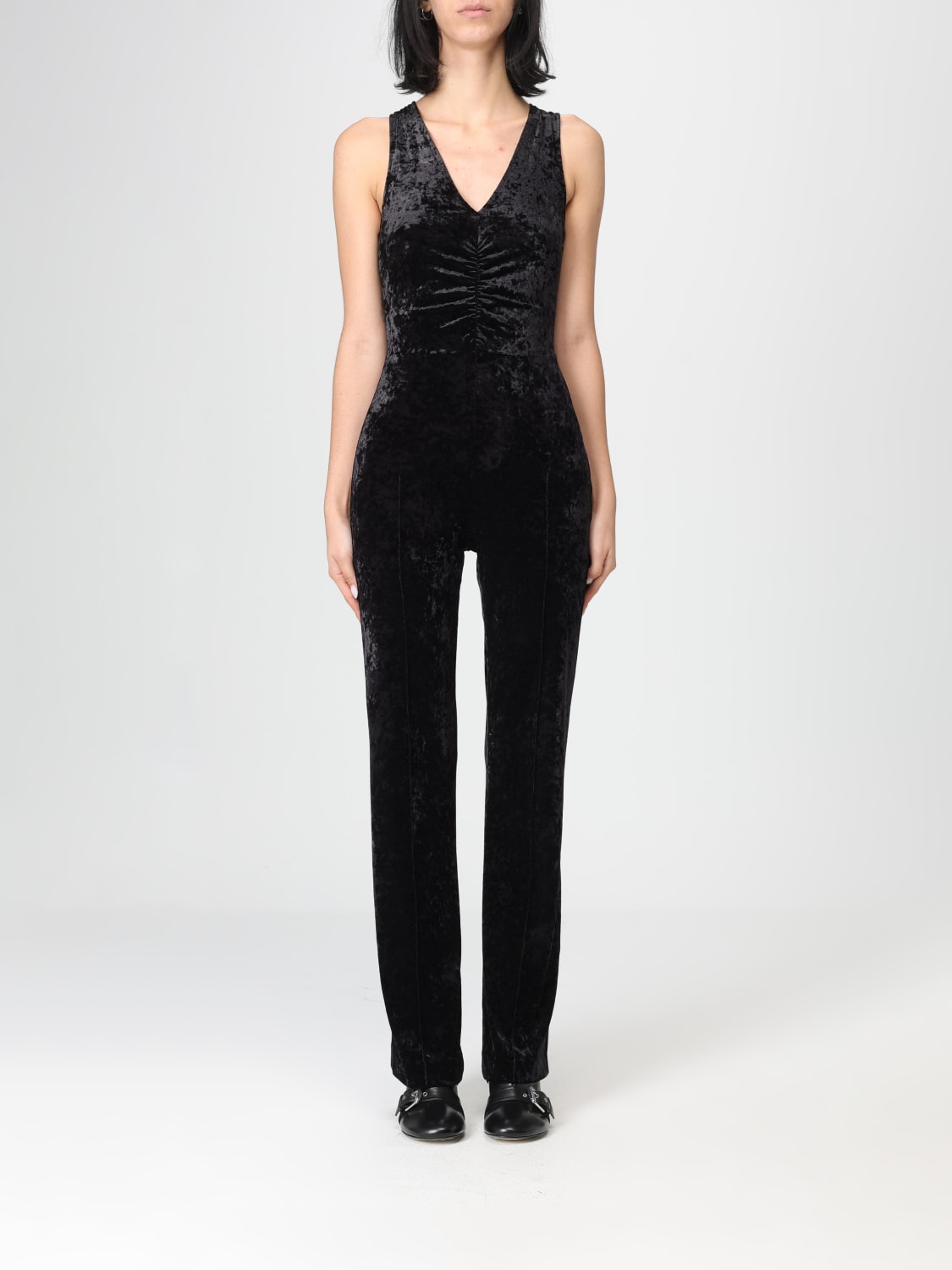 PATRIZIA PEPE JUMPSUIT: Patrizia Pepe hammered velvet jumpsuit, Black - Img 1