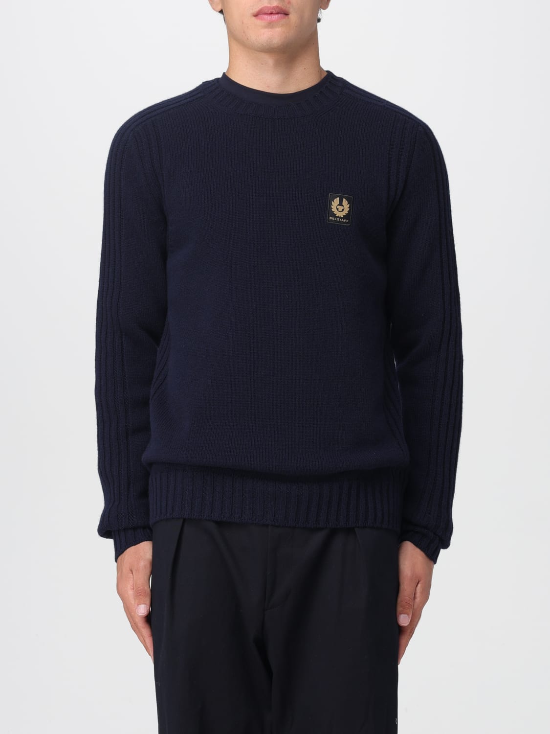 BELSTAFF MAGLIA: Pullover Belstaff in lana Merino , Blue Navy - Img 1