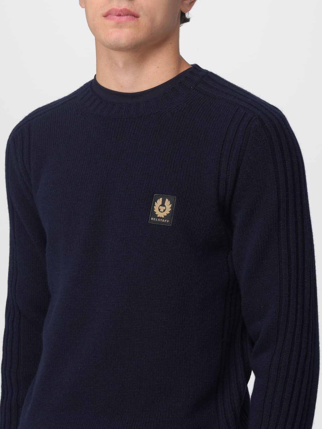 BELSTAFF MAGLIA: Pullover Belstaff in lana Merino , Blue Navy - Img 3