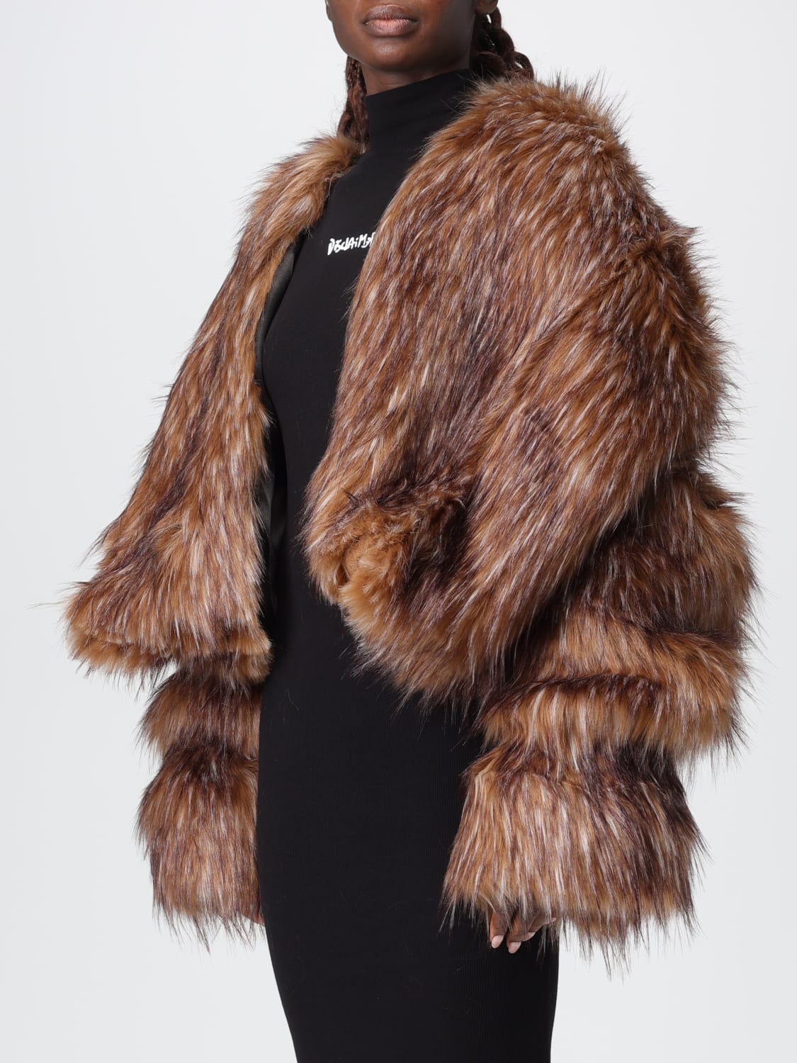 DISCLAIMER ファーコート: ジャケット レディース Disclaimer, ブラウン - Img 3