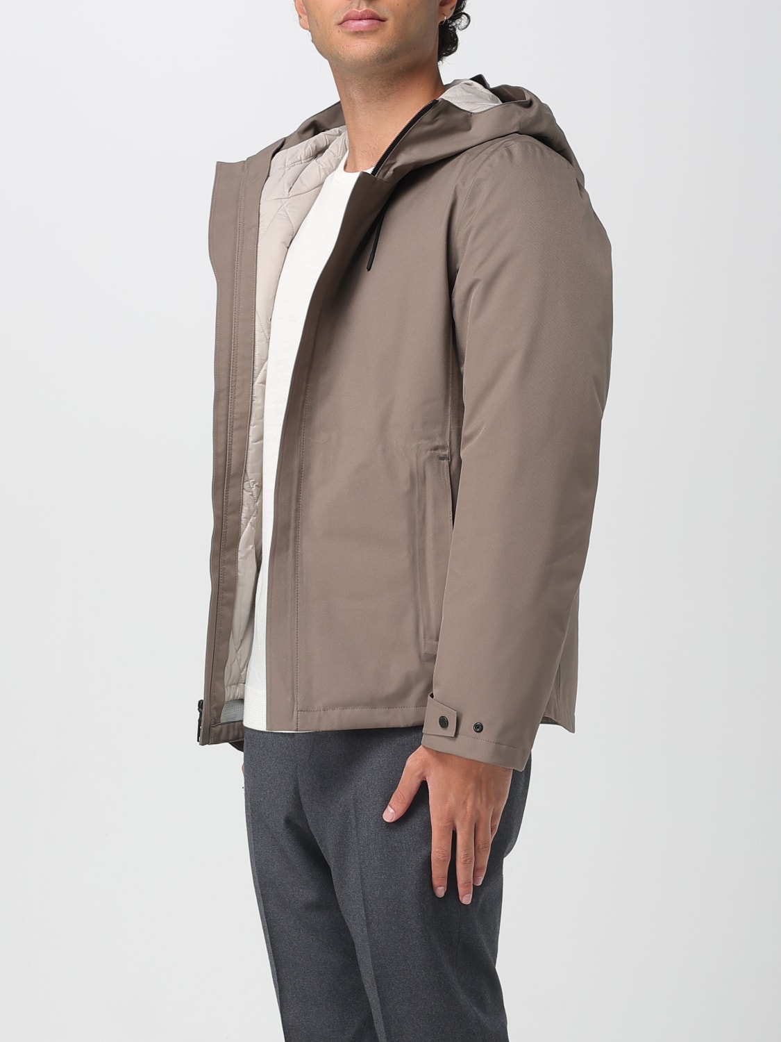 WOOLRICH GIACCA: Giubbotto Woolrich in nylon con cappuccio , Beige - Img 3