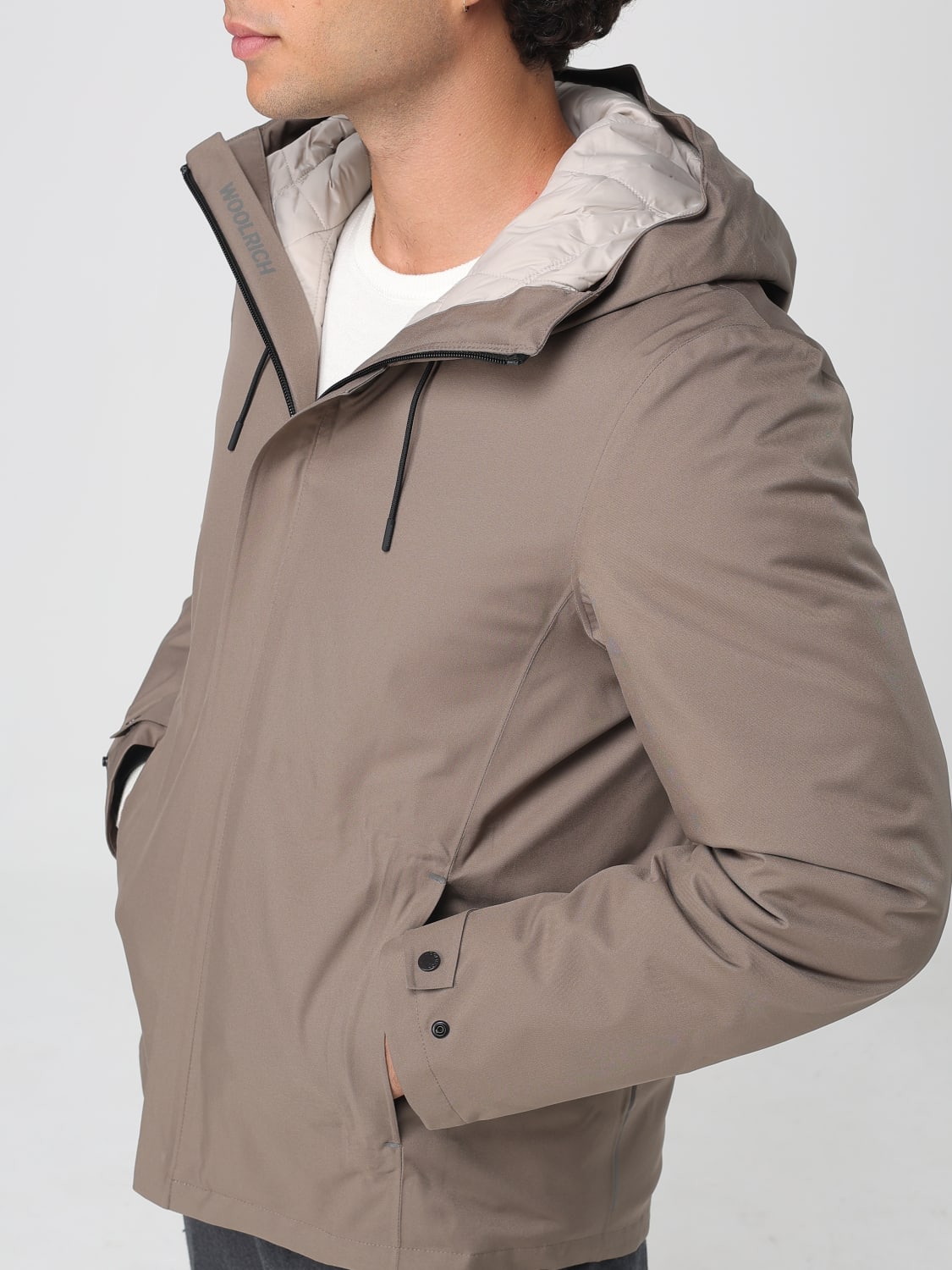 WOOLRICH GIACCA: Giubbotto Woolrich in nylon con cappuccio , Beige - Img 4