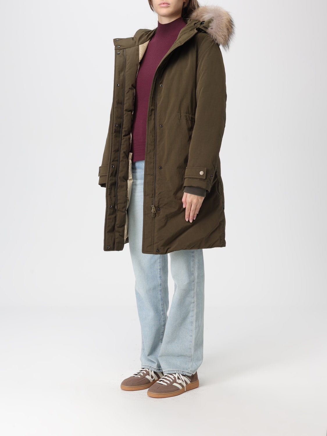 WOOLRICH GIACCA: Parka Woolrich in nylon con inserto in pelliccia sintetica , Verde - Img 3