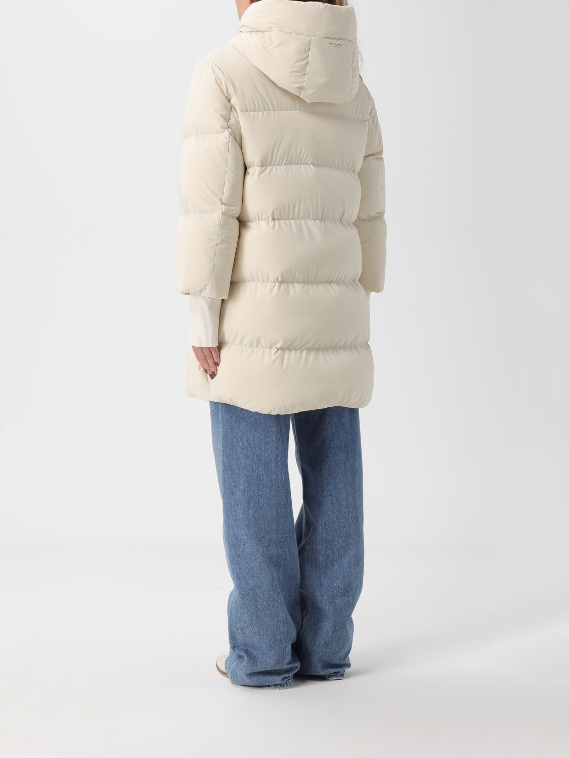 WOOLRICH GIACCA: Piumino con cappuccio Woolrich in nylon stretch , Crema - Img 2