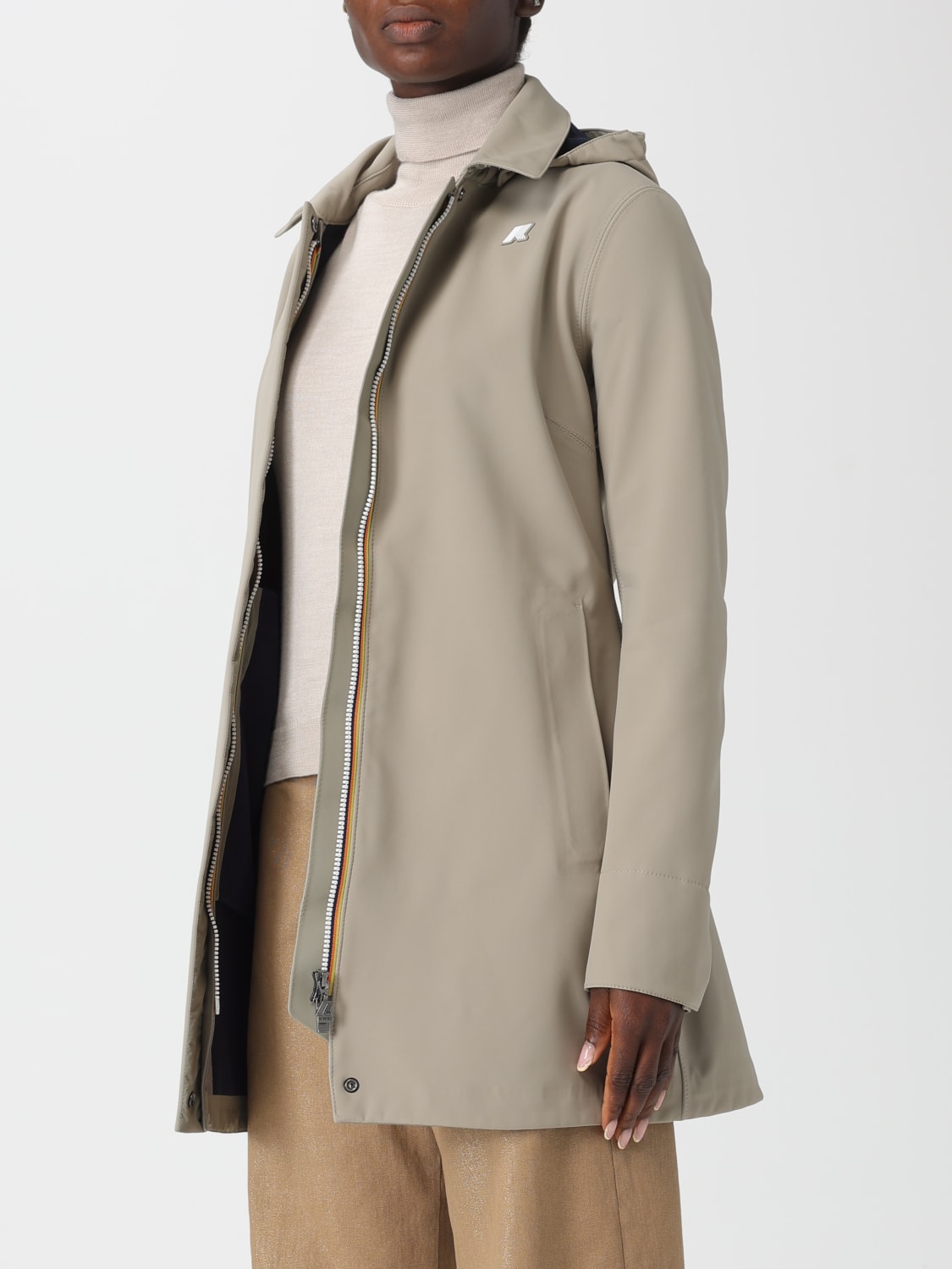 K-WAY JACKET: Coat woman K-way, Kaki - Img 3