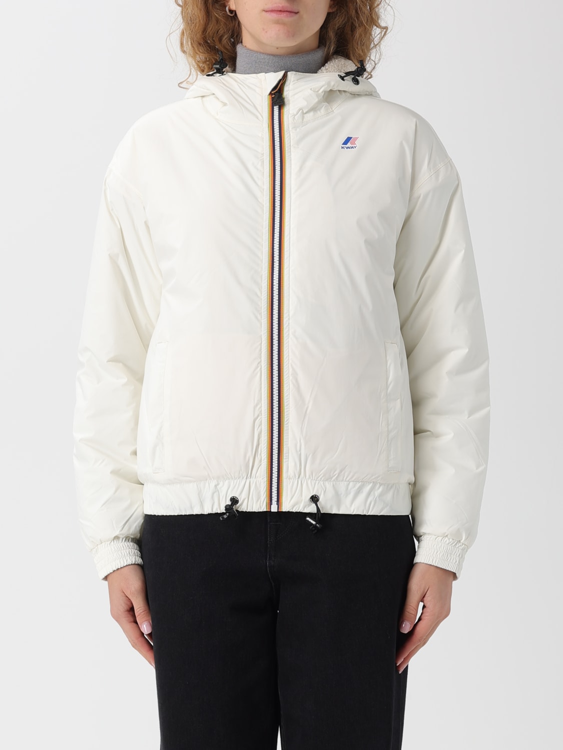 K-WAY GIACCA: Bomber con cappuccio K-Way in nylon Ripstop , Bianco - Img 1