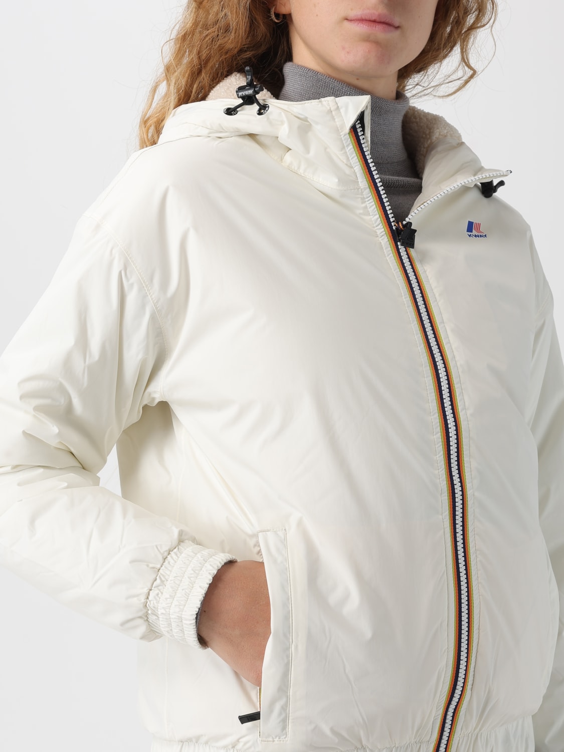 K-WAY GIACCA: Bomber con cappuccio K-Way in nylon Ripstop , Bianco - Img 4
