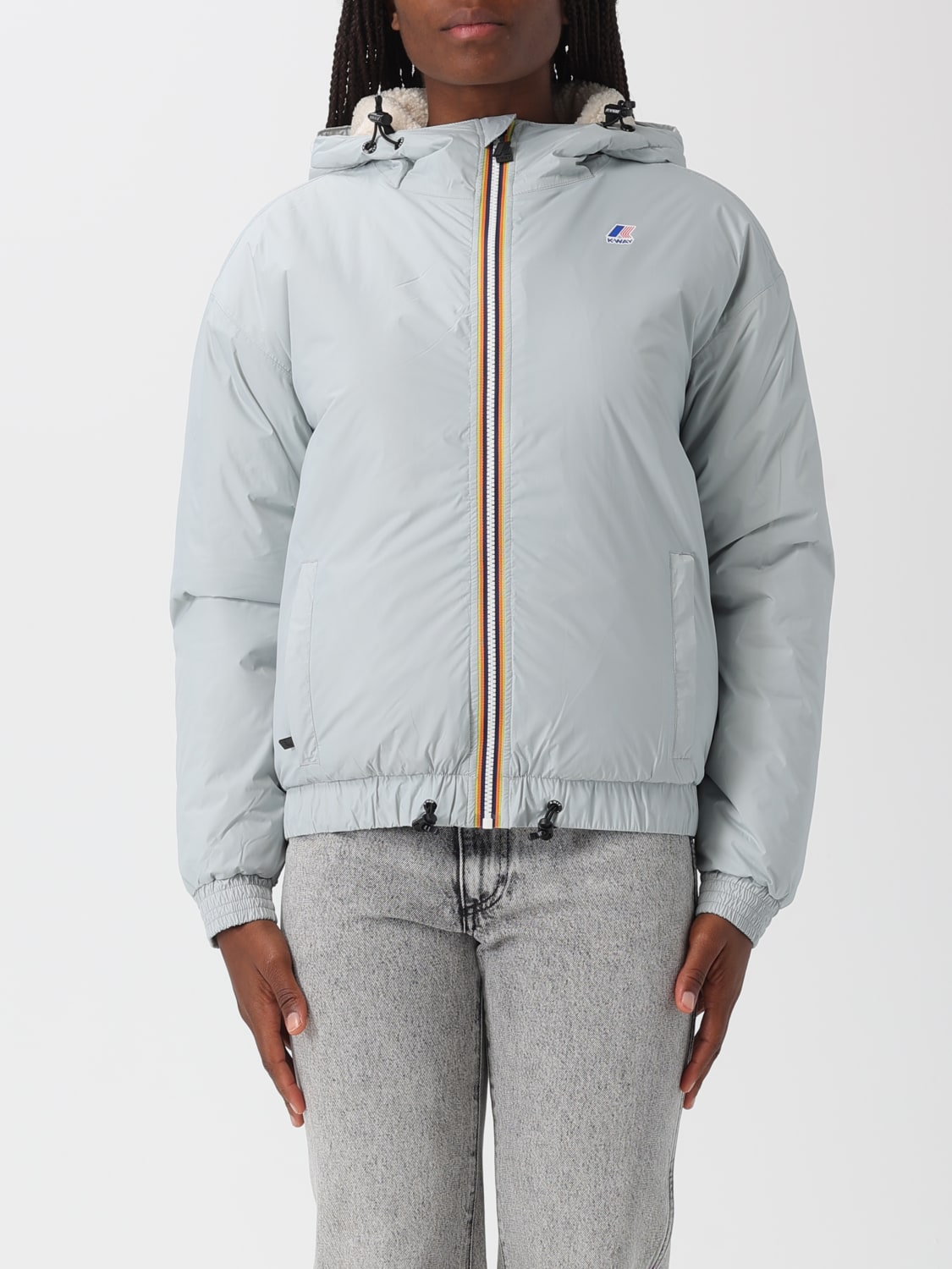 K-WAY GIACCA: Bomber con cappuccio K-Way in nylon Ripstop , Grigio - Img 1