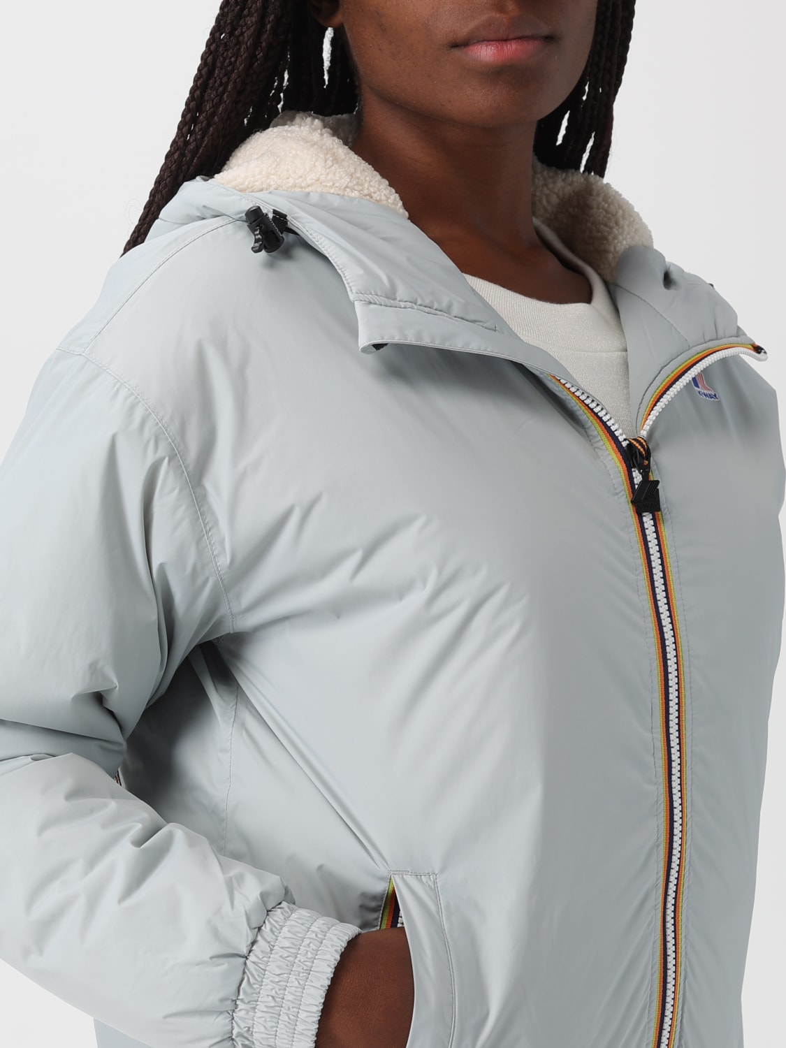 K-WAY GIACCA: Bomber con cappuccio K-Way in nylon Ripstop , Grigio - Img 4